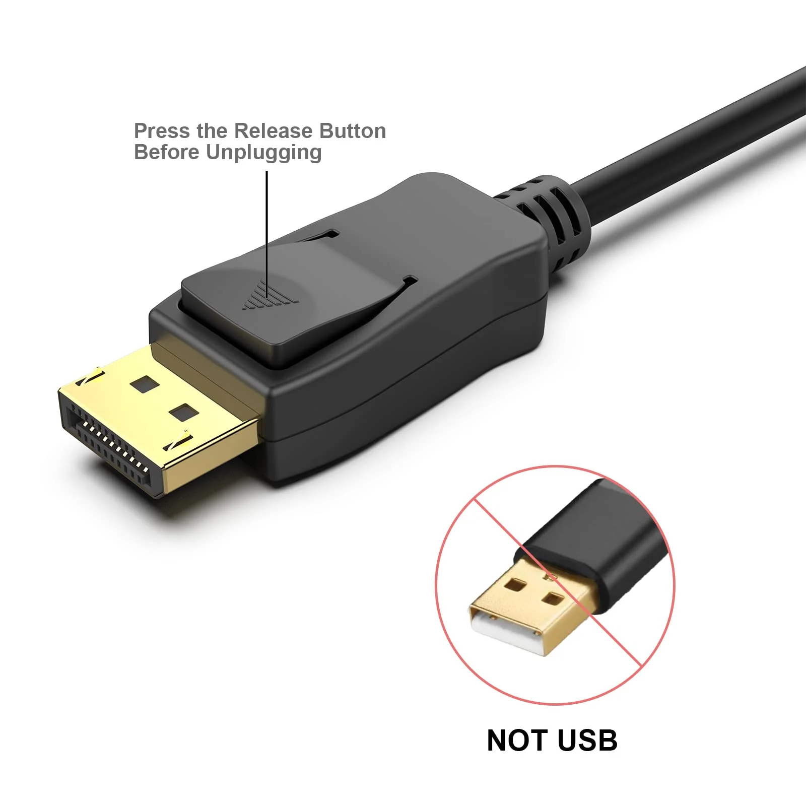4K DisplayPort to HDMI 6 Feet Gold-Plated Cable 2 Pack, Uni-Directional DP 1.2 Computer to HDMI 1.4 Screen DisplayPort to HDMI Adapter Male to Male Black 6 ft - Image 3