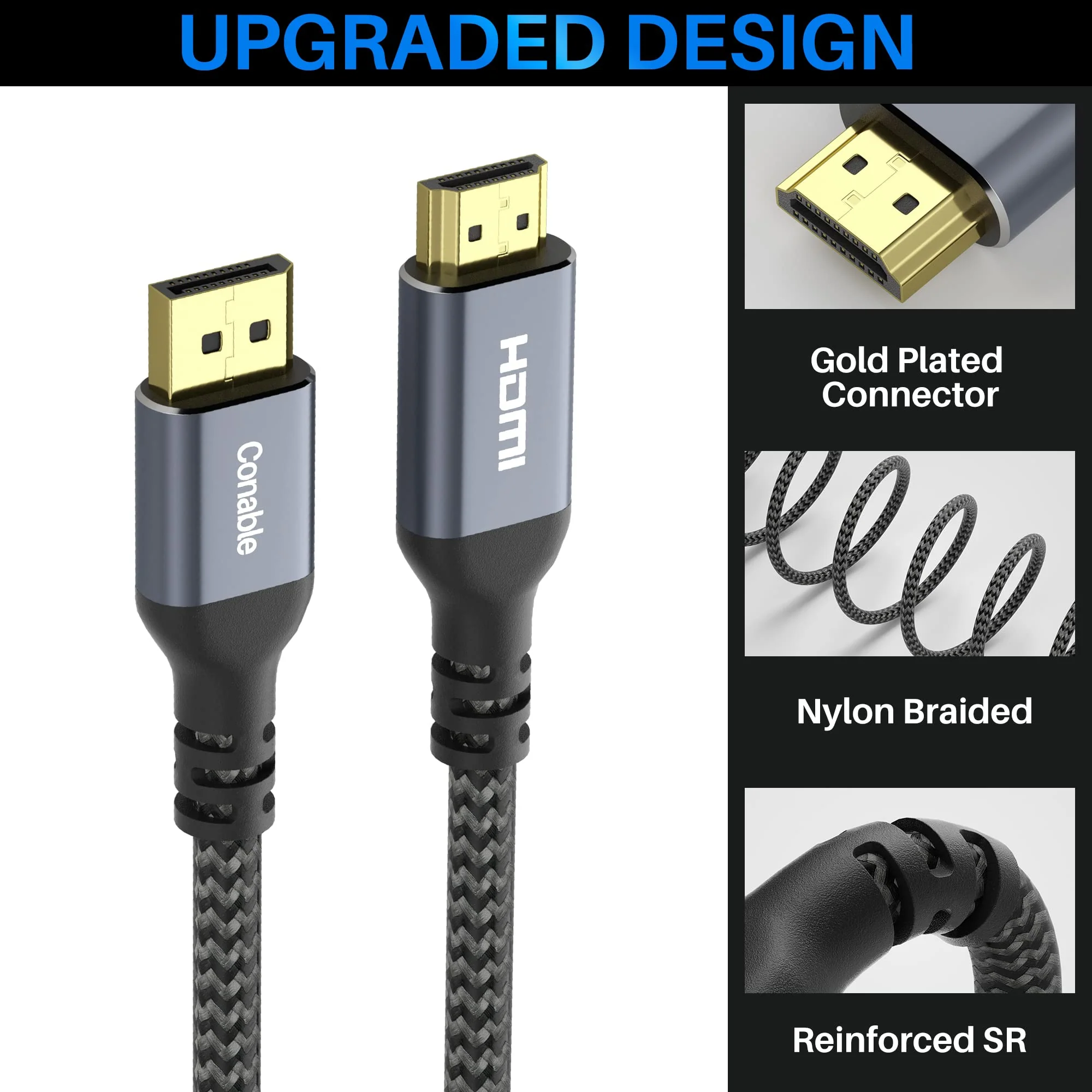 4K DisplayPort to HDMI Cable 20FT, 4K@60Hz HDR, High Speed Active Display Port to HDMI Cable UHD Converter, Uni-Directional, 4K@60Hz 2K@120Hz 1080P for HDTV, Monitor, Projector, Dell, NVIDIA, AMD, HP 20 Feet - Image 2