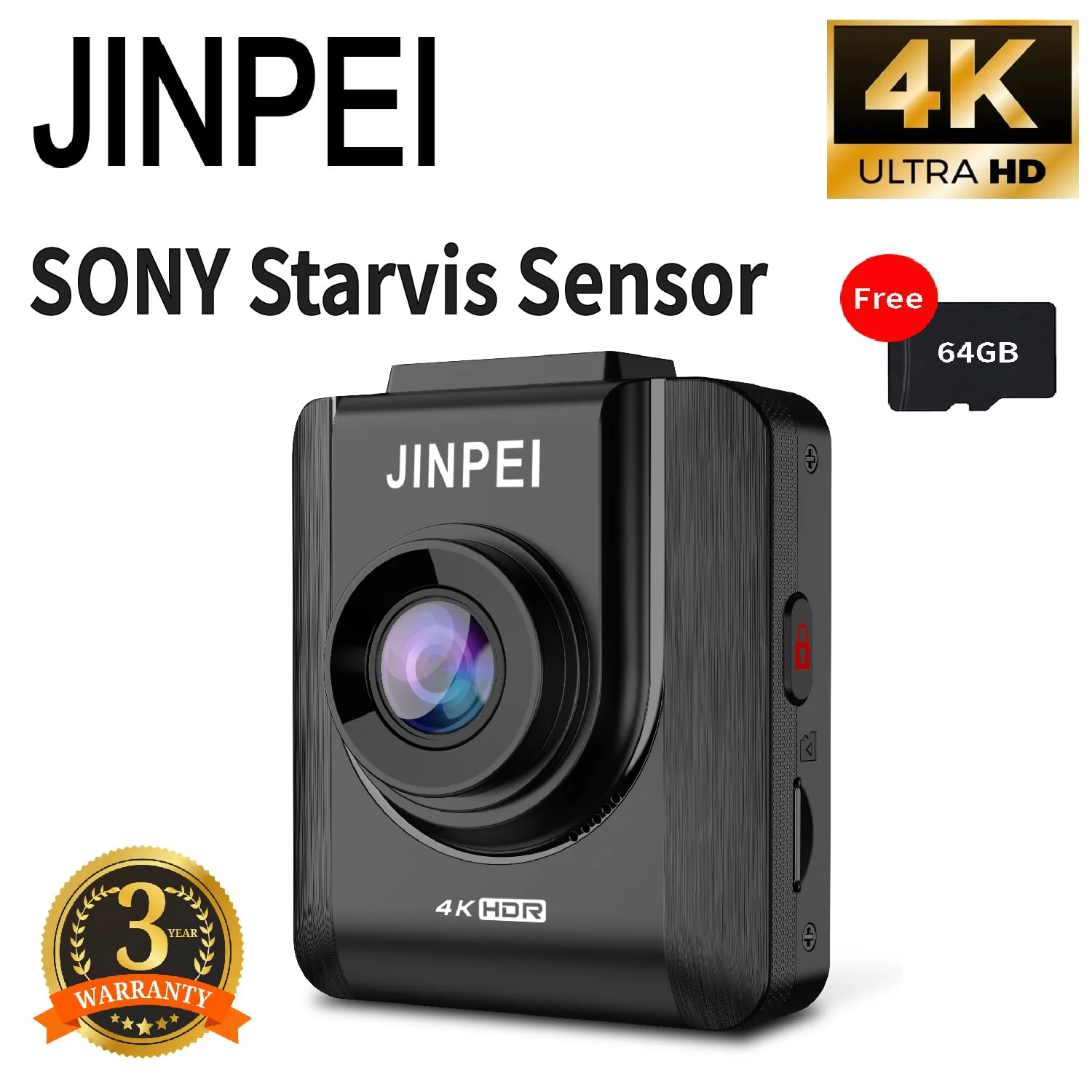 4K Front Dash Cam 64GB Included, Car Dashboard Camera Recorder with UHD 2160P, 2" IPS Screen, 150° Wide Angle, HDR, Night Vision,JD-19B-4K - Image 2
