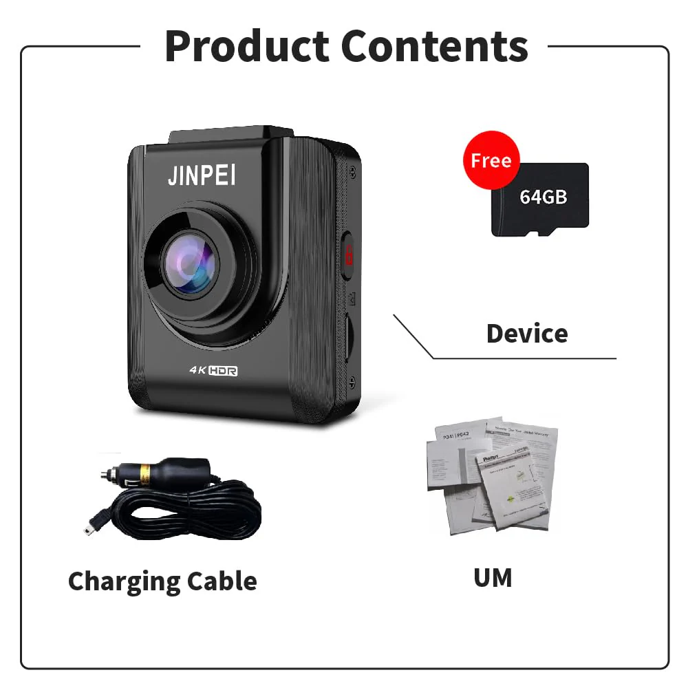 4K Front Dash Cam 64GB Included, Car Dashboard Camera Recorder with UHD 2160P, 2" IPS Screen, 150° Wide Angle, HDR, Night Vision,JD-19B-4K - Image 4