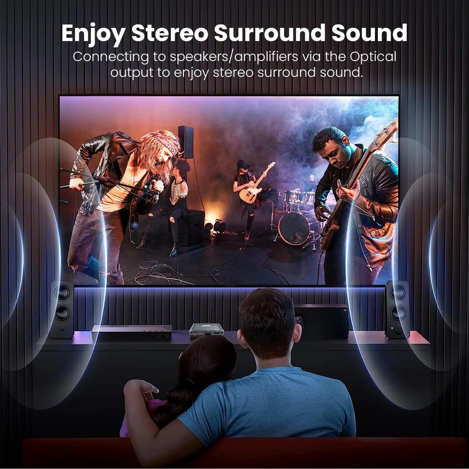 4K HD Digital Media Player, TV MP4 Video Player for USB Drive/Micro SD Card, Digital Signage, Auto Playback, H.265/HEVC, Optical/HDMI/AV Output, Grey - Image 3