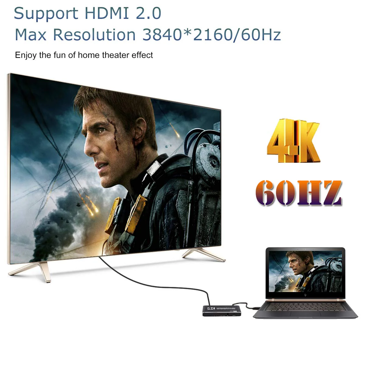 4K HDMI Switch 4x1, 4 Port HDMI Selector Switcher 4 in 1 Out with IR Remote Control Support 4K@60Hz, 4Kx2K, HDR, HDMI 2.0b, HDCP 2.2, 3D, 1080P Deep Black - Image 6
