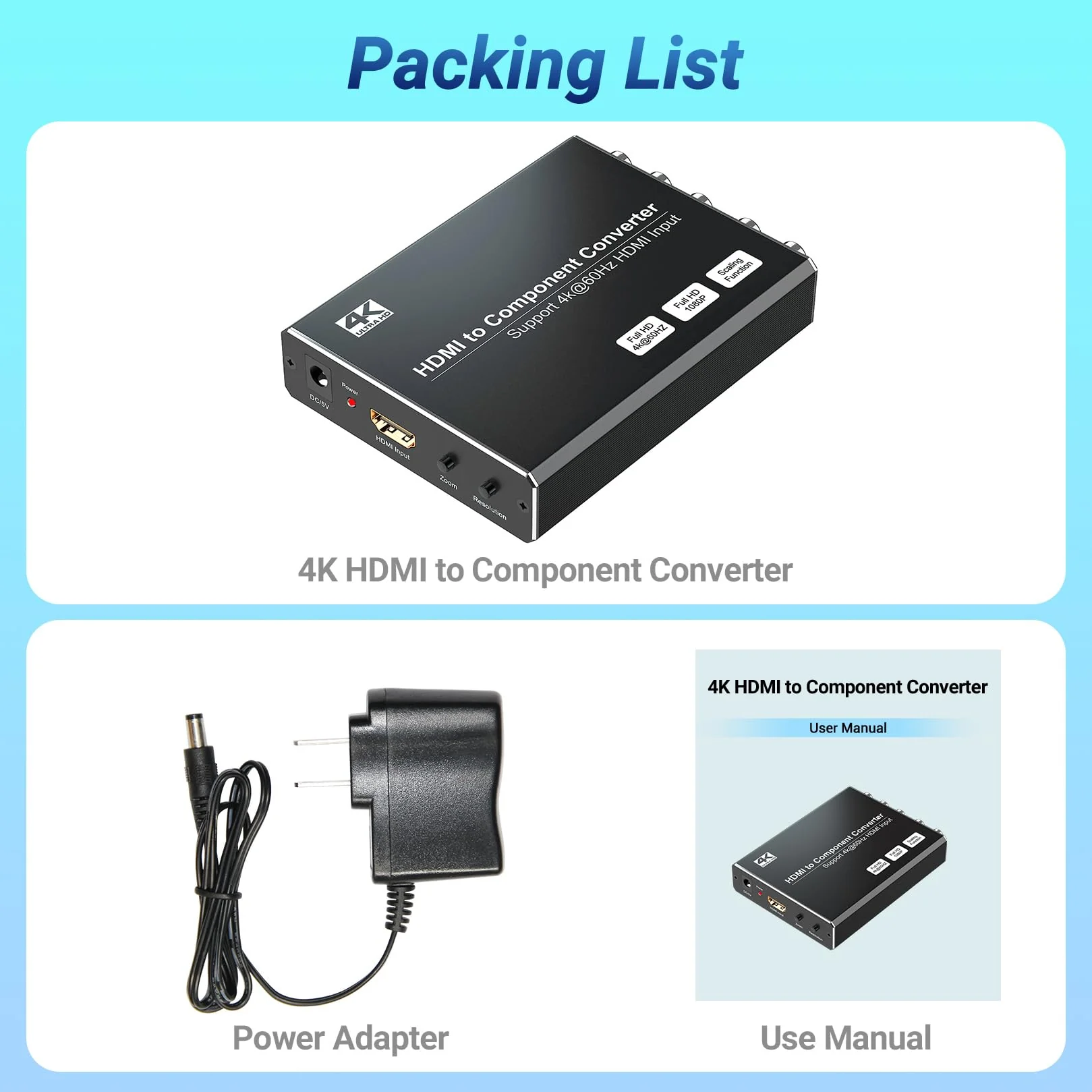4K HDMI to Component Converter with Scaling Function, HDMI to YPbPr Converter Support 4K/60Hz Input, Support 480i/576i Component Output, Compatible with DVD/PS3/PS4/PS5/Amazon Fire TV Sticks 4K HDMI to Component - Image 7