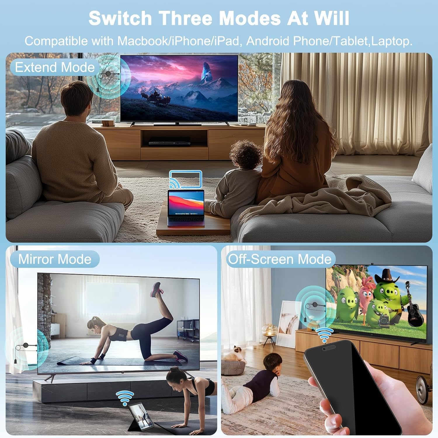 4K Wireless HDMI Display Adapter, 5G HDMI Wireless Dongle Adapter, Mirroring Extender Stream Video/Audio from Android/iOS/Windows/MacOS/Laptop to TV/Monitor/Projector, Support Airplay DLNA Miracast Black - Image 6