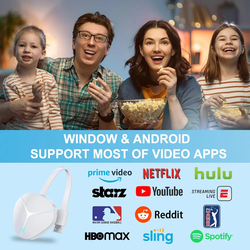 4K Wireless HDMI Display Adapter, SOCLLLife Screen Mirroring Dongle for i-Phone, i-Pad, Android, Windows, Laptop to HDTV/Projector/Monitor, Support Airplay, Miracast for Casting Video & Audio, White 18cm - Image 4