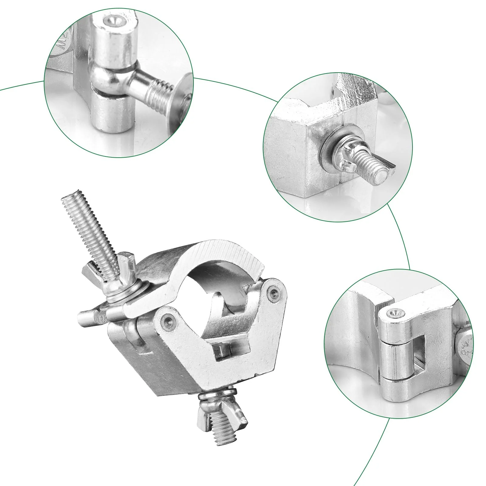 4PackS Stage Light Clamps Hooks Thickened Reinforced, Aluminum Alloy Heavy Duty 220lb/100kg, Fit 1.1~1.26 Inch(28mm-32mm) OD Tube/Pipe for DJ Lighting Par Lights Spot Light 28-32mm&220lb - Image 4