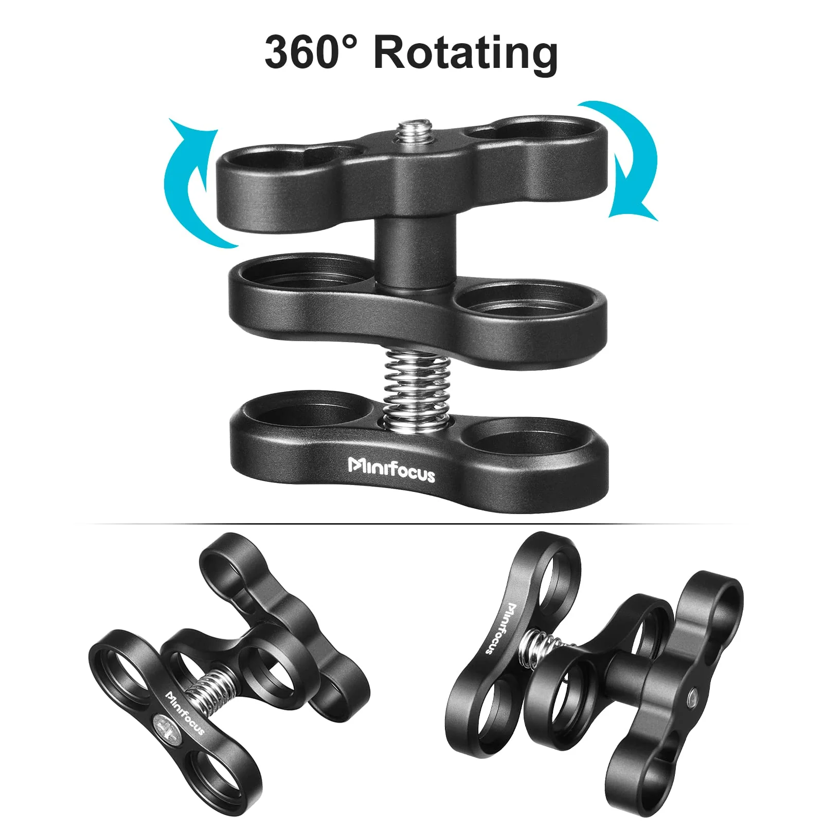 4PCS 1'' Aluminum Ball Clamp Mount for Underwater Diving Light Arms Tray System, Photography Diving Camera, 360° Clip Adapter Bracket for Action Camera Flashlight Arms System 4 Packs Ink Black - Image 2