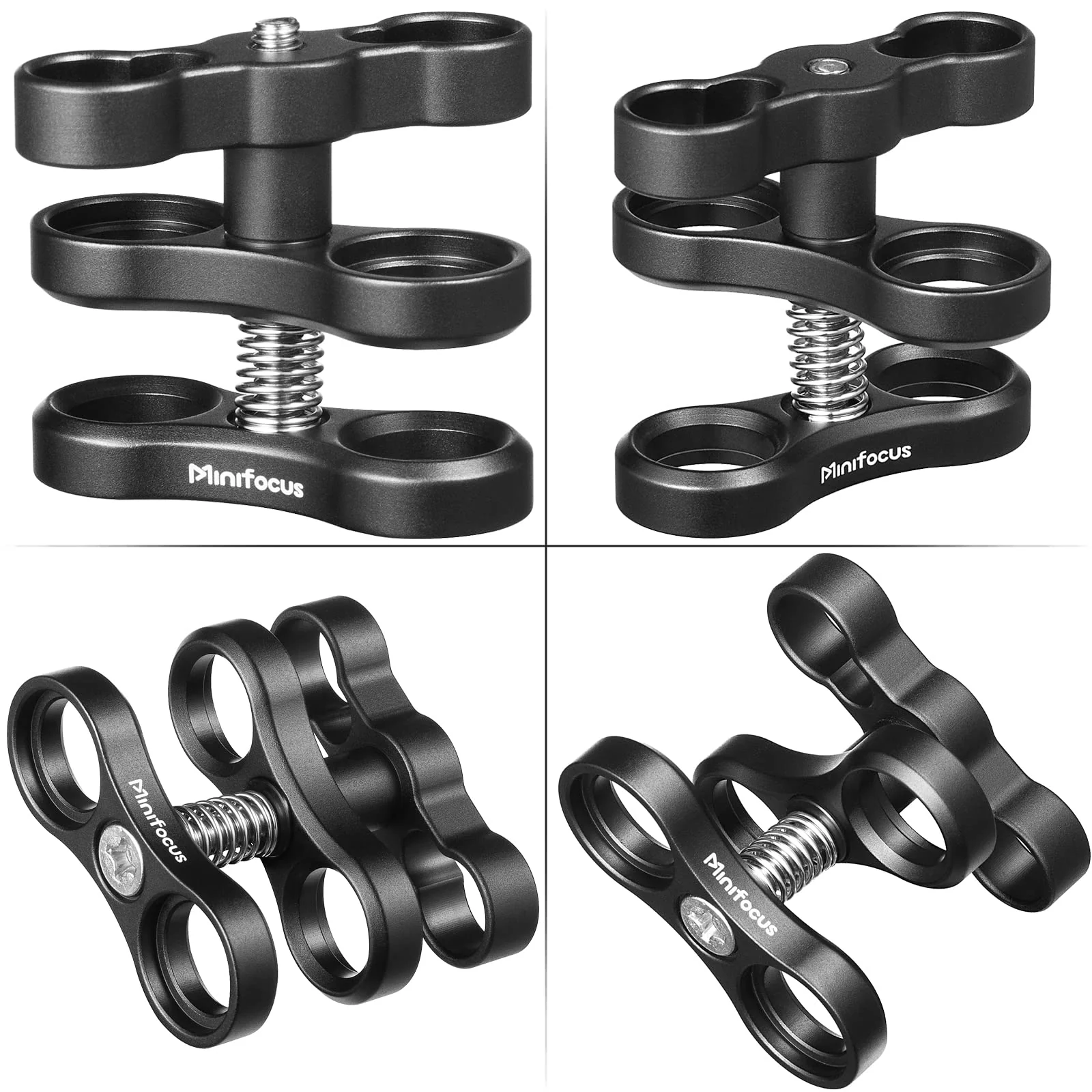 4PCS 1'' Aluminum Ball Clamp Mount for Underwater Diving Light Arms Tray System, Photography Diving Camera, 360° Clip Adapter Bracket for Action Camera Flashlight Arms System 4 Packs Ink Black - Image 5