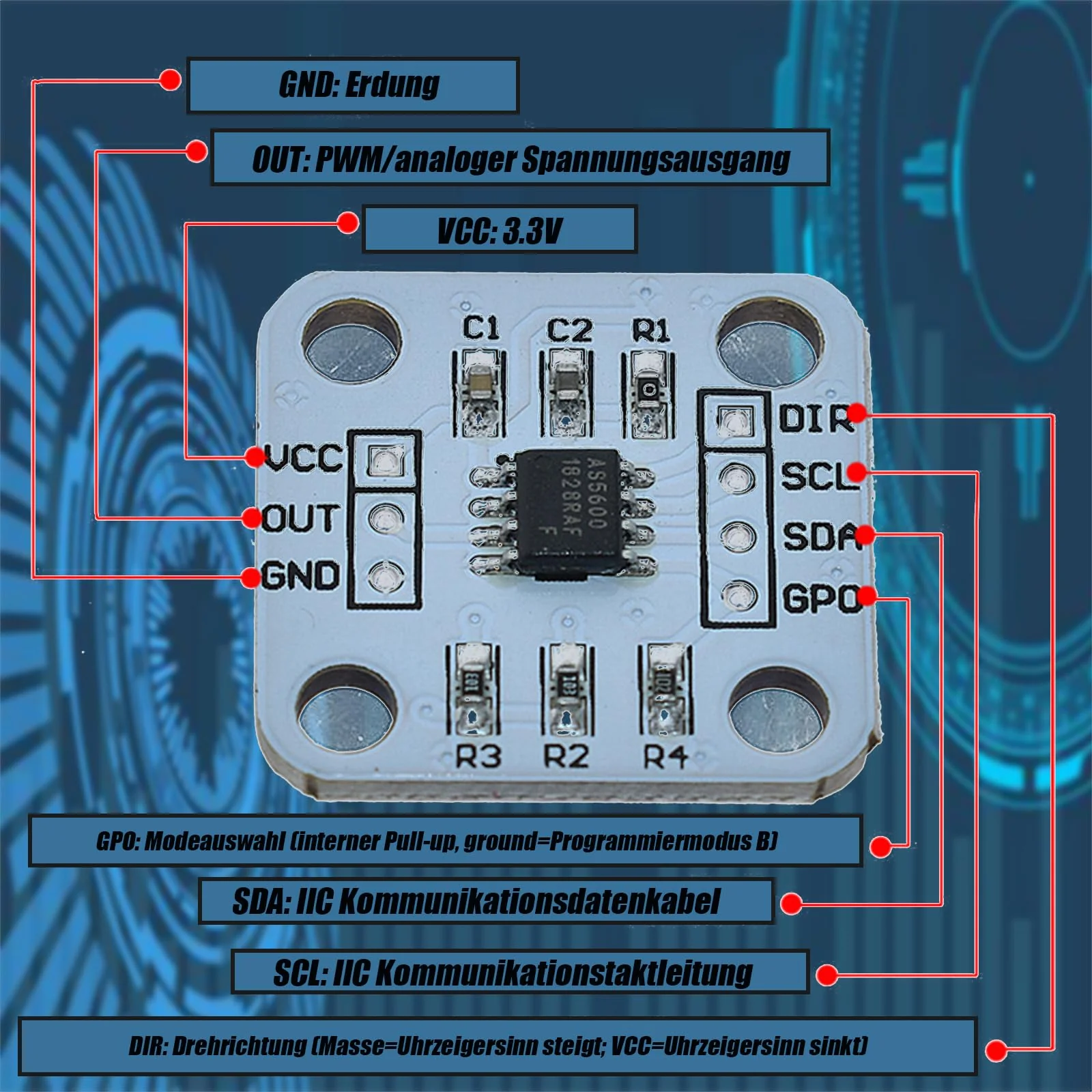 4pcs 12bit High Precision AS5600 Magnetic Encoder, Magnetic Induction Angle Sensor Module, It Comes with a Magnet - Image 5