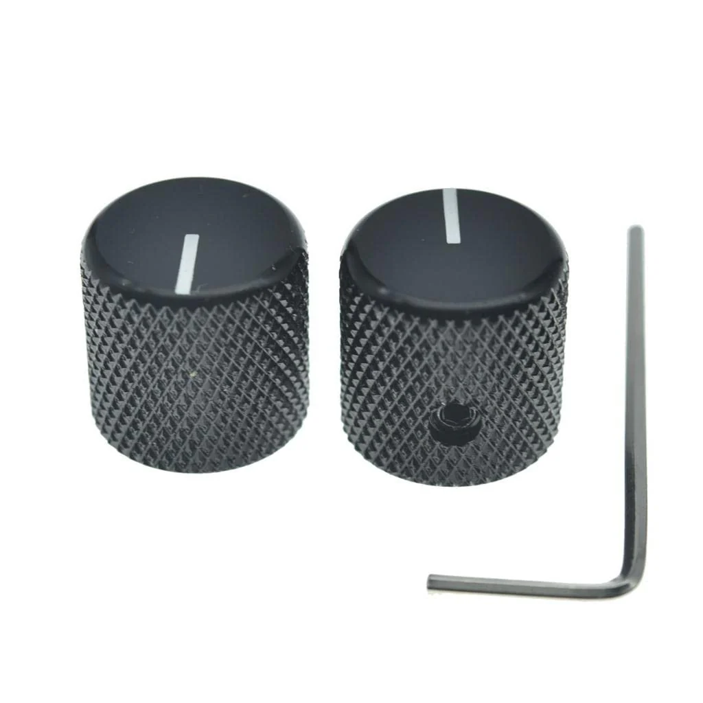 4pcs Aluminium Guitar/Bass Knobs Volume/Tone Control Knob 1/4" Metal Universal Potentiometer Pot Knobs with Set Screw and Indicator for Tele/Telecaster/P Bass Black - Image 2