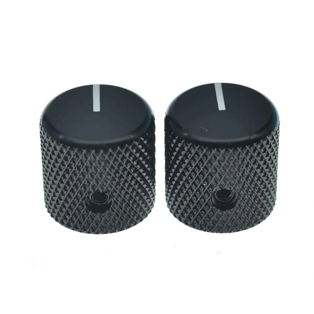 4pcs Aluminium Guitar/Bass Knobs Volume/Tone Control Knob 1/4" Metal Universal Potentiometer Pot Knobs with Set Screw and Indicator for Tele/Telecaster/P Bass Black - Image 4