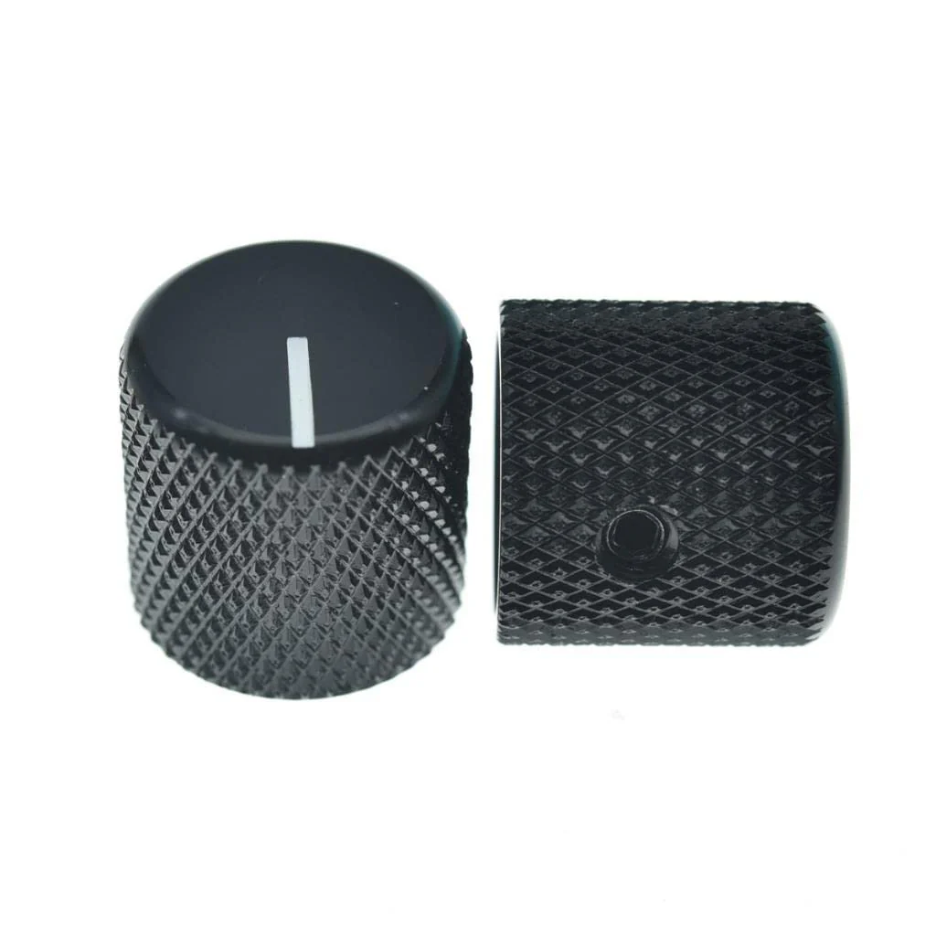 4pcs Aluminium Guitar/Bass Knobs Volume/Tone Control Knob 1/4" Metal Universal Potentiometer Pot Knobs with Set Screw and Indicator for Tele/Telecaster/P Bass Black - Image 5