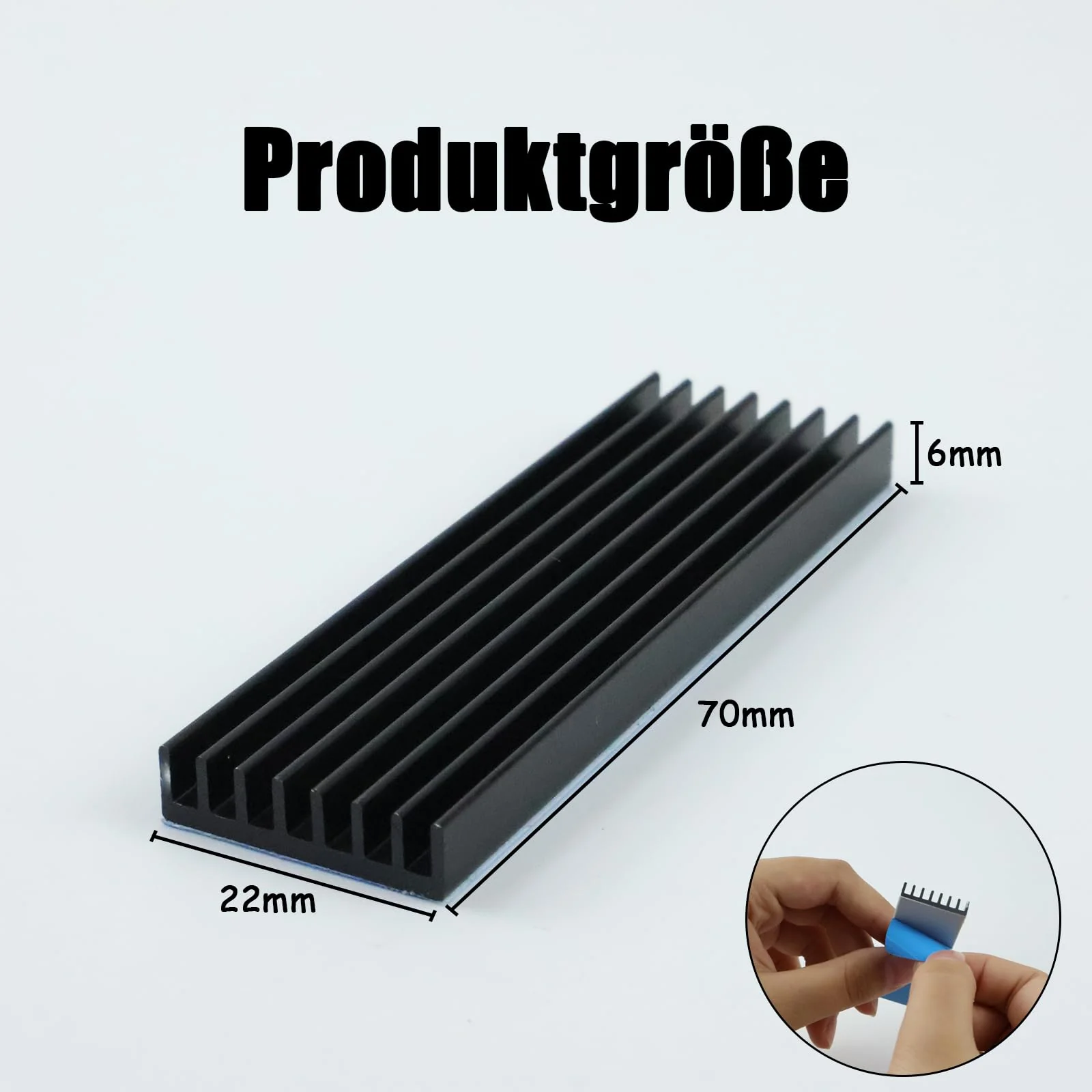 4pcs Aluminum Heat Sink, Aluminum Cooler with Silicone Heat Conducting Tape, Semiconductor Devices Cooler, 70mm x 22mm x 6mm, Black - Image 2