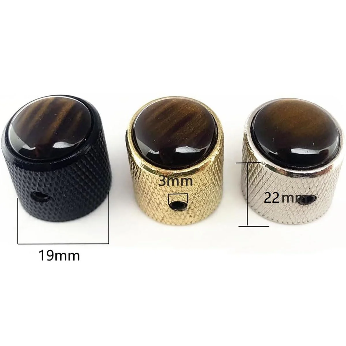 4pcs Amber Top Guitar Dome Knob Volume Tone Control Knobs for Electric Guitar Bass (Black) - Image 2
