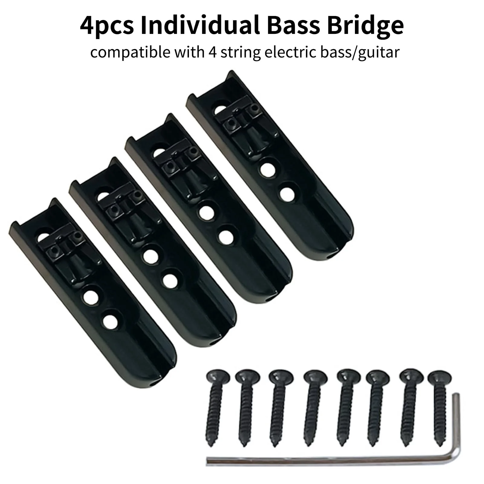4pcs Bass Guitar Bridge Individual Bass Bridge Guitar Bridge Single Individual Tailpiece Single String Bass Bridge Bass Guitar Saddles Compatible with 4 String Electric Bass Guitar Accessories,S - Image 4