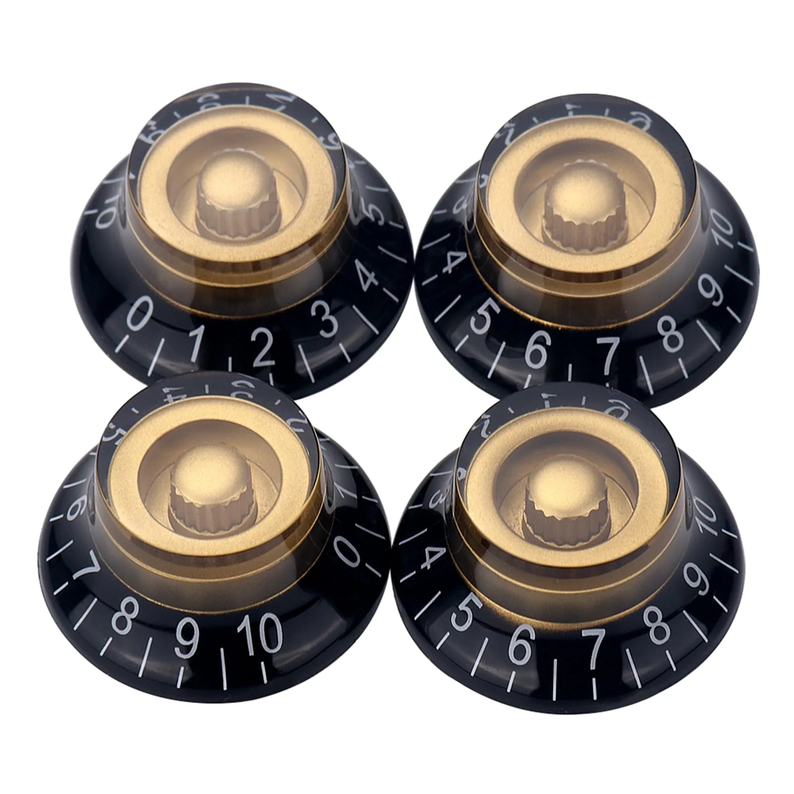 4pcs Bell Top Hat Guitar Knobs Black Gold Guitar Speed Control Volume Tone Knob for Tele Les Paul Style Guitar Bass Accessories (Hat Style) - Image 2