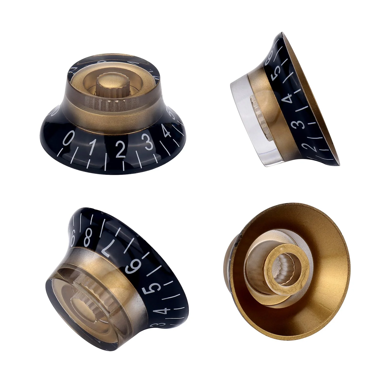4pcs Bell Top Hat Guitar Knobs Black Gold Guitar Speed Control Volume Tone Knob for Tele Les Paul Style Guitar Bass Accessories (Hat Style) - Image 3