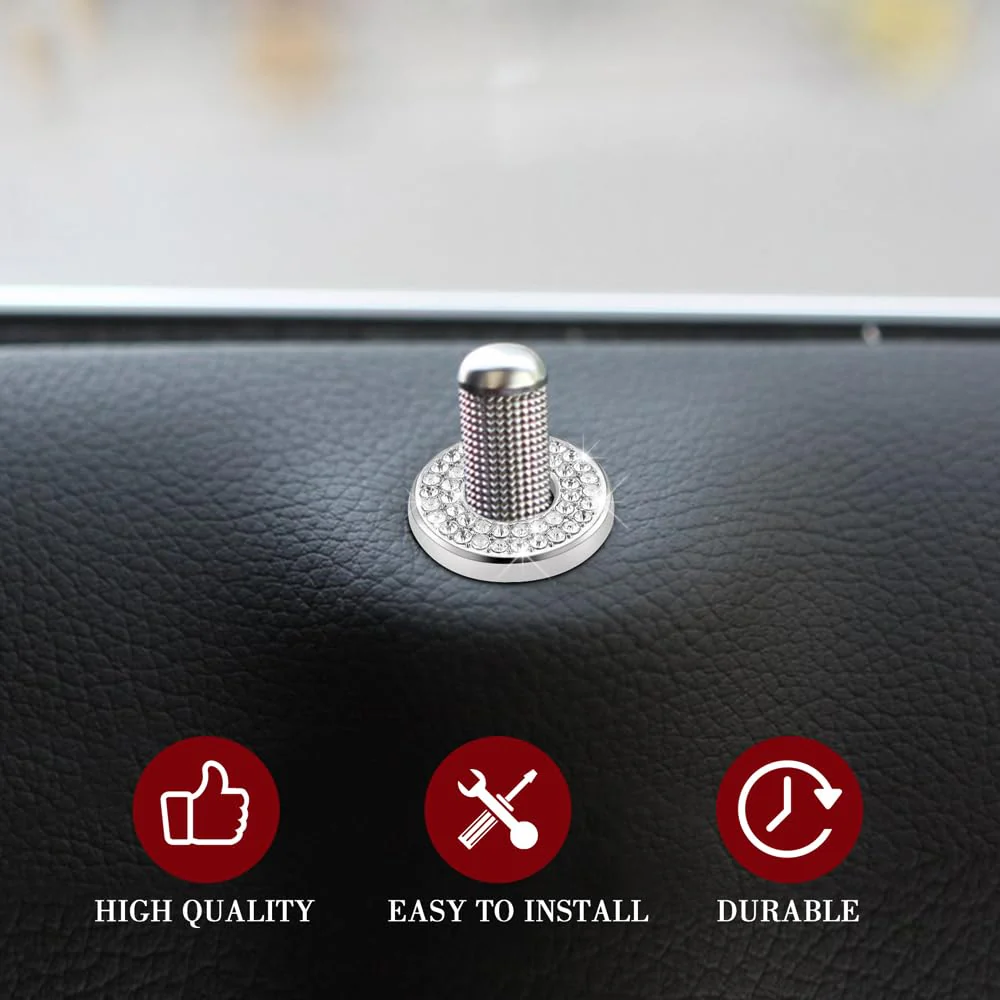 4PCS Bling Car Door Lock Inner Stickers, Bling Car Inner Door Lock Sparkle Stickers, Rhinestones Pull Rod Bolt Decorations Car Interior Accessories for Mercedes Benz C Class C200L GLC260 White - Image 7