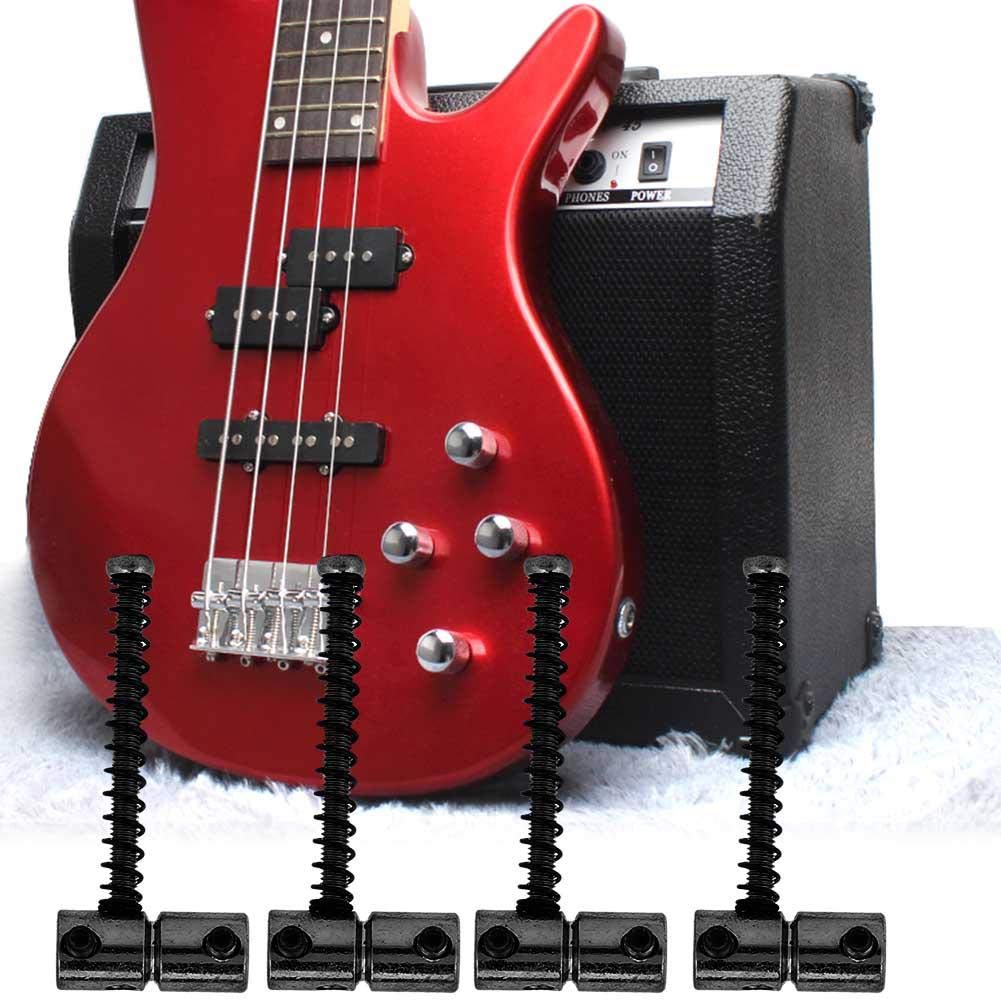 4pcs Electric Bass Compensated Saddles Set,Bass Bridge String Saddles Spring Screws for Electric Bass Guitar (Black) - Image 2