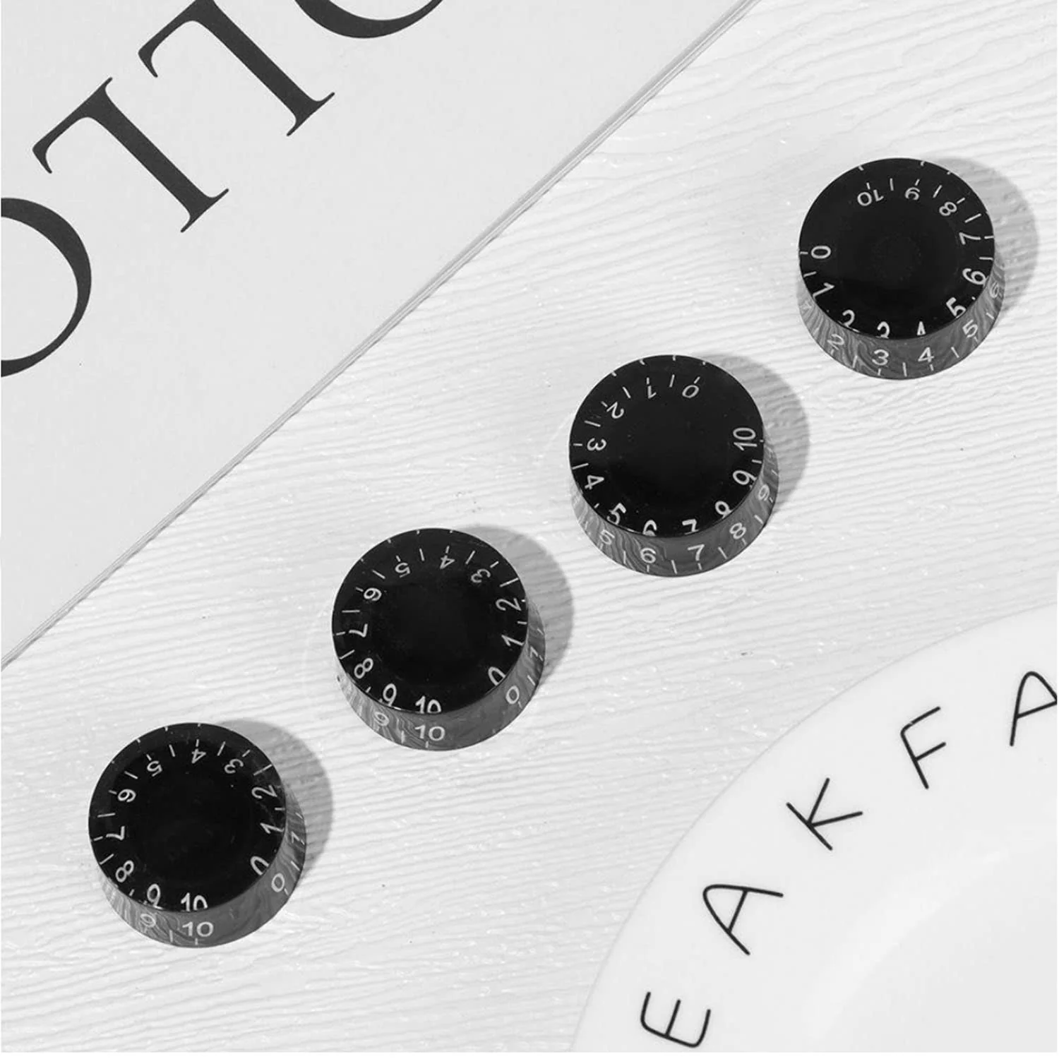 4pcs Electric Guitar Knobs Black Speed Volume Tone Control Knob for Les Paul Style Electric Guitar Parts Replacement (Black-White Word) Black-White Word - Image 4