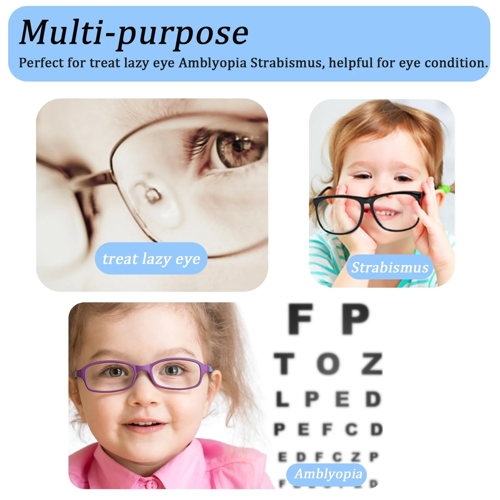 4pcs Eye Patches for Glasses Medical Eye Patch Treating Lazy Eye Amblyopia Strabismus Improve Vision Reusable Soft Eye Patch for Kids, Black - Image 3