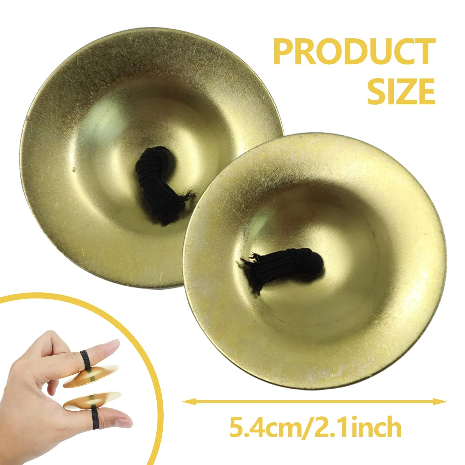 4Pcs Finger Cymbals 5.3cm/2.1in, Finger Zills for Belly Dance, Brass Hand Cymbals, belly dancing cymbals, Dance Finger Musical Instrument for Dancer Party, Sagats (Gold) Gold - Image 3