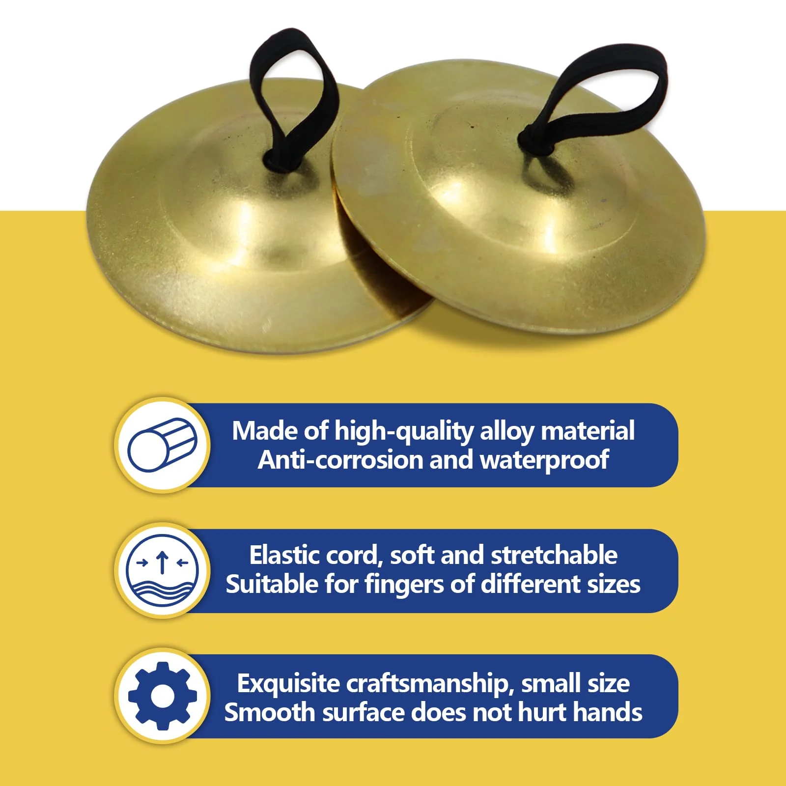 4Pcs Finger Cymbals 5.3cm/2.1in, Finger Zills for Belly Dance, Brass Hand Cymbals, belly dancing cymbals, Dance Finger Musical Instrument for Dancer Party, Sagats (Gold) Gold - Image 4