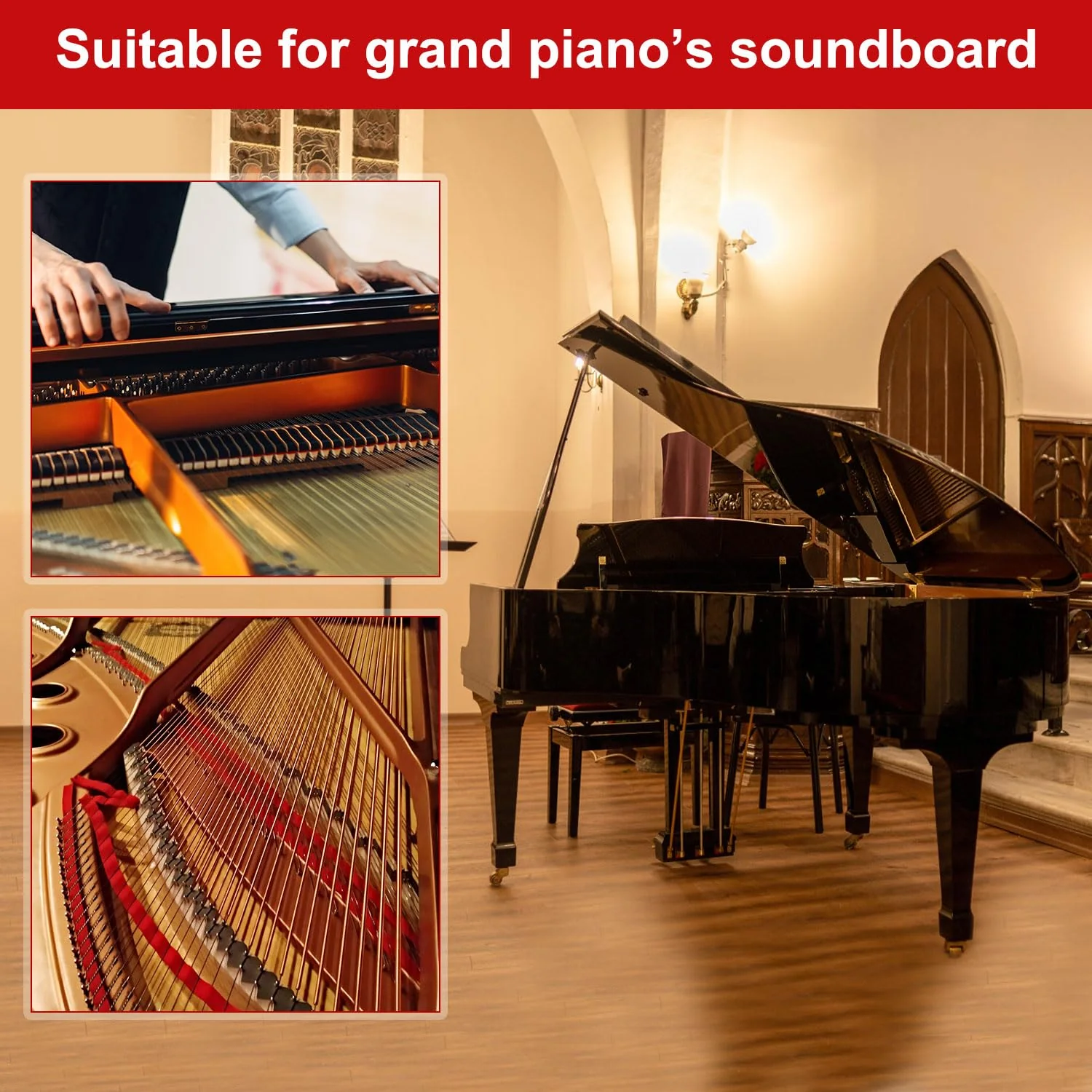 4pcs Grand Piano Soundboard Cleaning Tools, Big & Small Brush Head Cleaning Tool with Extension Rod and Soft Fiber Cloth Piano Cleaning Kit Piano Soundboard Cleaner - Image 5