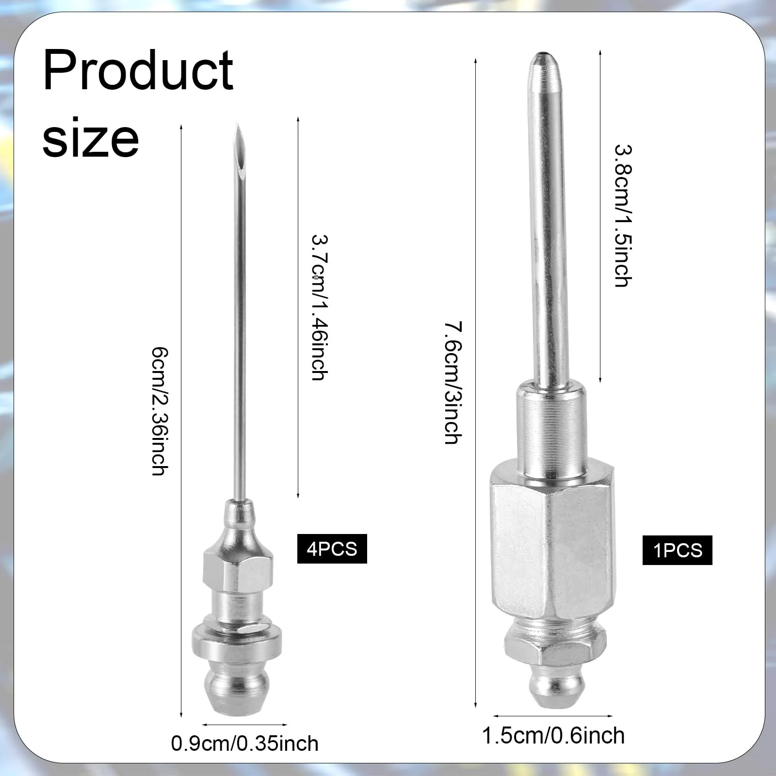 4pcs Grease Needle Nozzle, Bearing Grease Injector Needle with NPT Threaded Narrow Needle Grease Adapter Grease Nozzle Tip for Injecting Grease Dispenser Fitting Tool into Small and Confined Spaces - Image 2