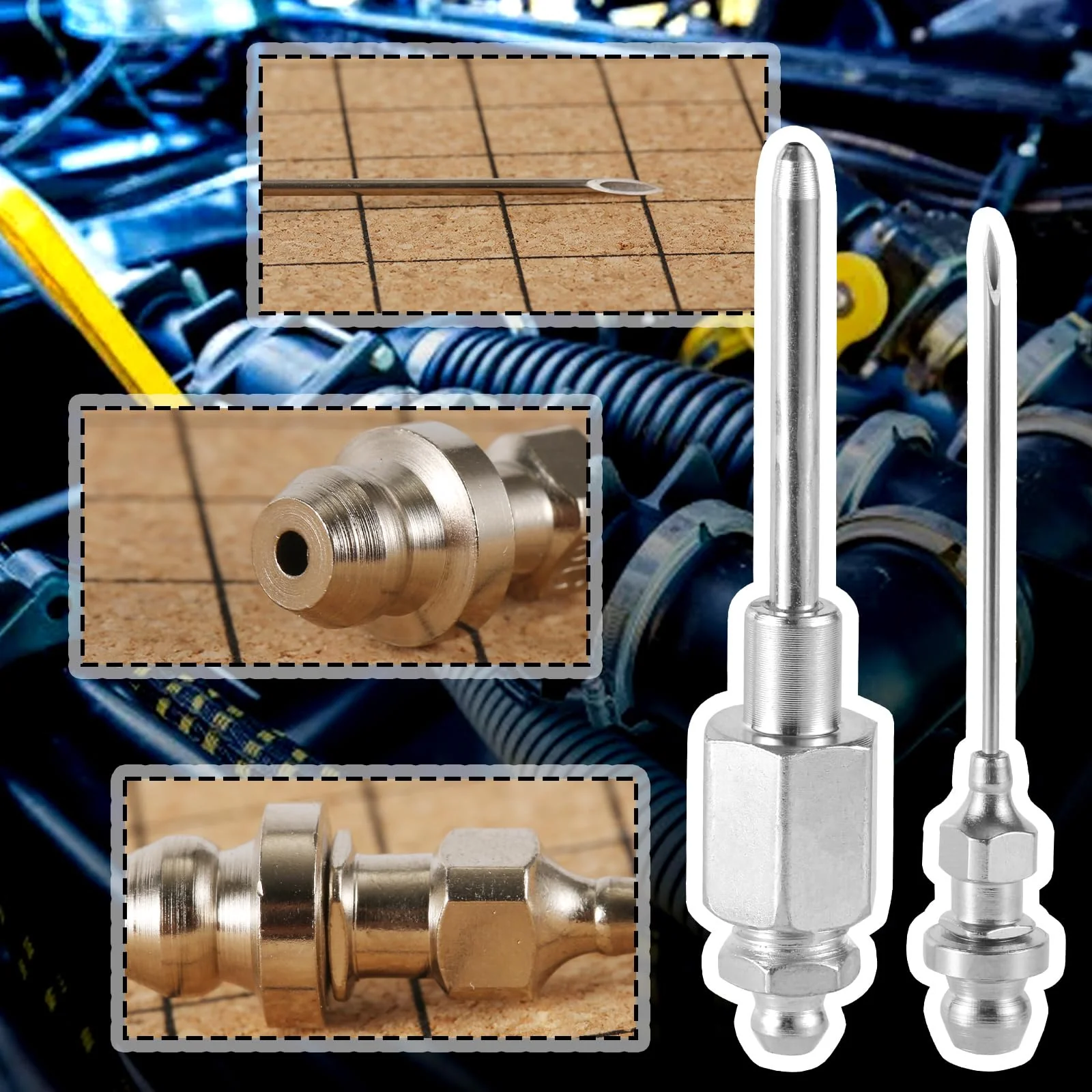 4pcs Grease Needle Nozzle, Bearing Grease Injector Needle with NPT Threaded Narrow Needle Grease Adapter Grease Nozzle Tip for Injecting Grease Dispenser Fitting Tool into Small and Confined Spaces - Image 4