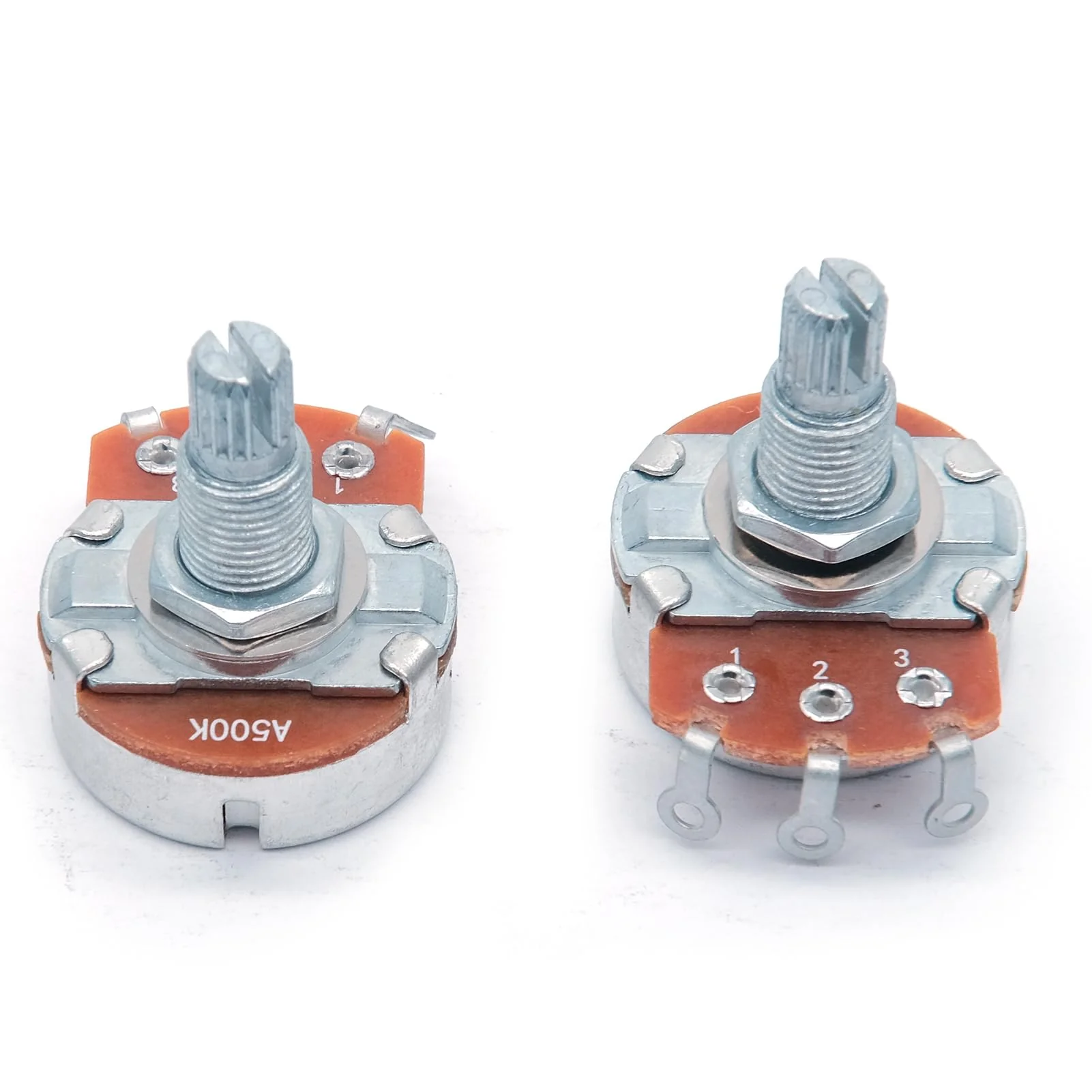 4PCS Guitar Large Potentiometer Audio Volume Taper Pots for Electric Guitar or Bass Guitar (Long 18mm Shaft A500K B500K) Long 18mm Shaft A500K B500K - Image 4