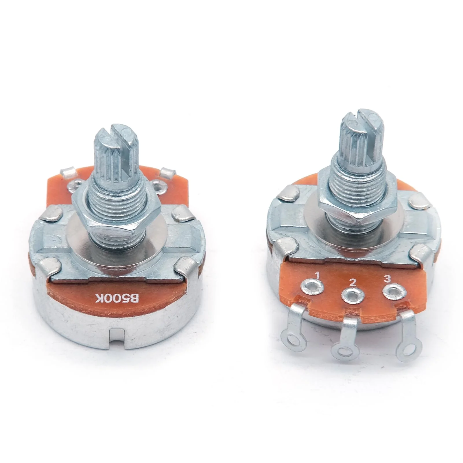 4PCS Guitar Large Potentiometer Audio Volume Taper Pots for Electric Guitar or Bass Guitar (Long 18mm Shaft A500K B500K) Long 18mm Shaft A500K B500K - Image 5