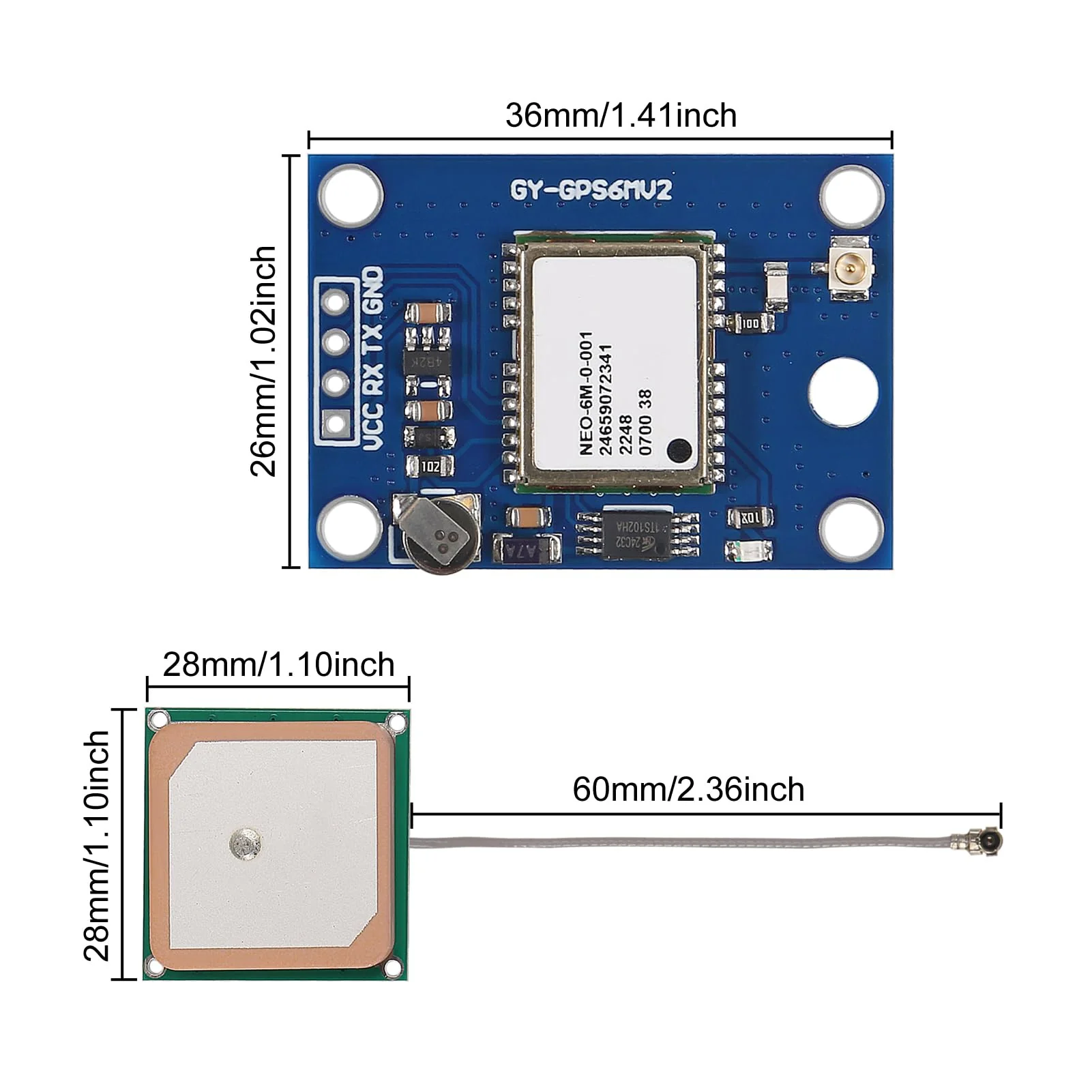 4pcs GY-NEO6MV2 NEO-6M GPS Module NEO6MV2 with Flight Control EEPROM MWC APM2.5 Large Antenna for EEPROM APM 2.5 - Image 3