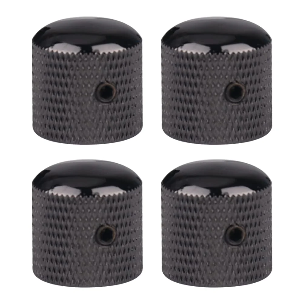 4Pcs Metal Guitar Knobs Volume Tone Control Knobs Dome Knobs with with Allen Keys Screws for Fender Telecaster Gibson Les Paul Electric Guitar Bass (Black) Black - Image 2