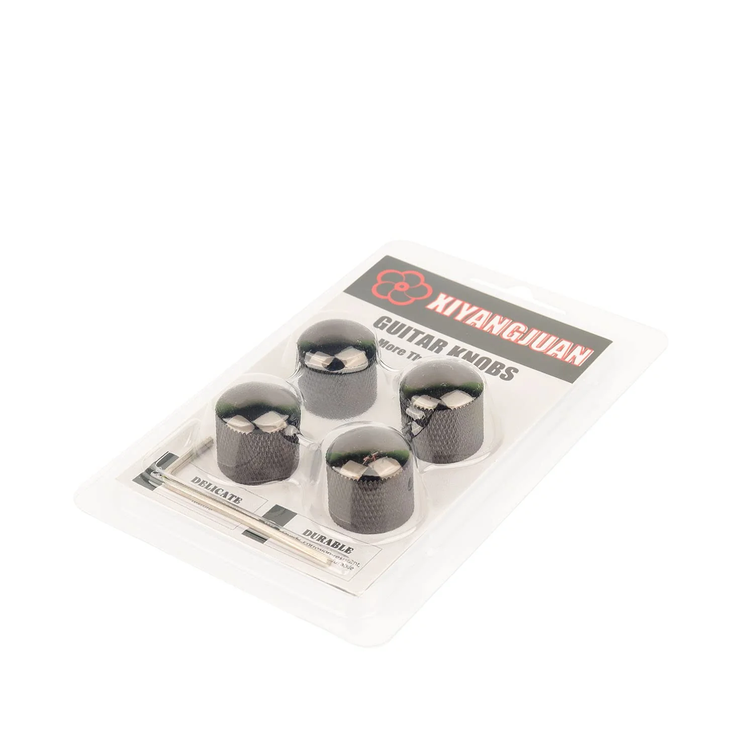 4Pcs Metal Guitar Knobs Volume Tone Control Knobs Dome Knobs with with Allen Keys Screws for Fender Telecaster Gibson Les Paul Electric Guitar Bass (Black) Black - Image 5