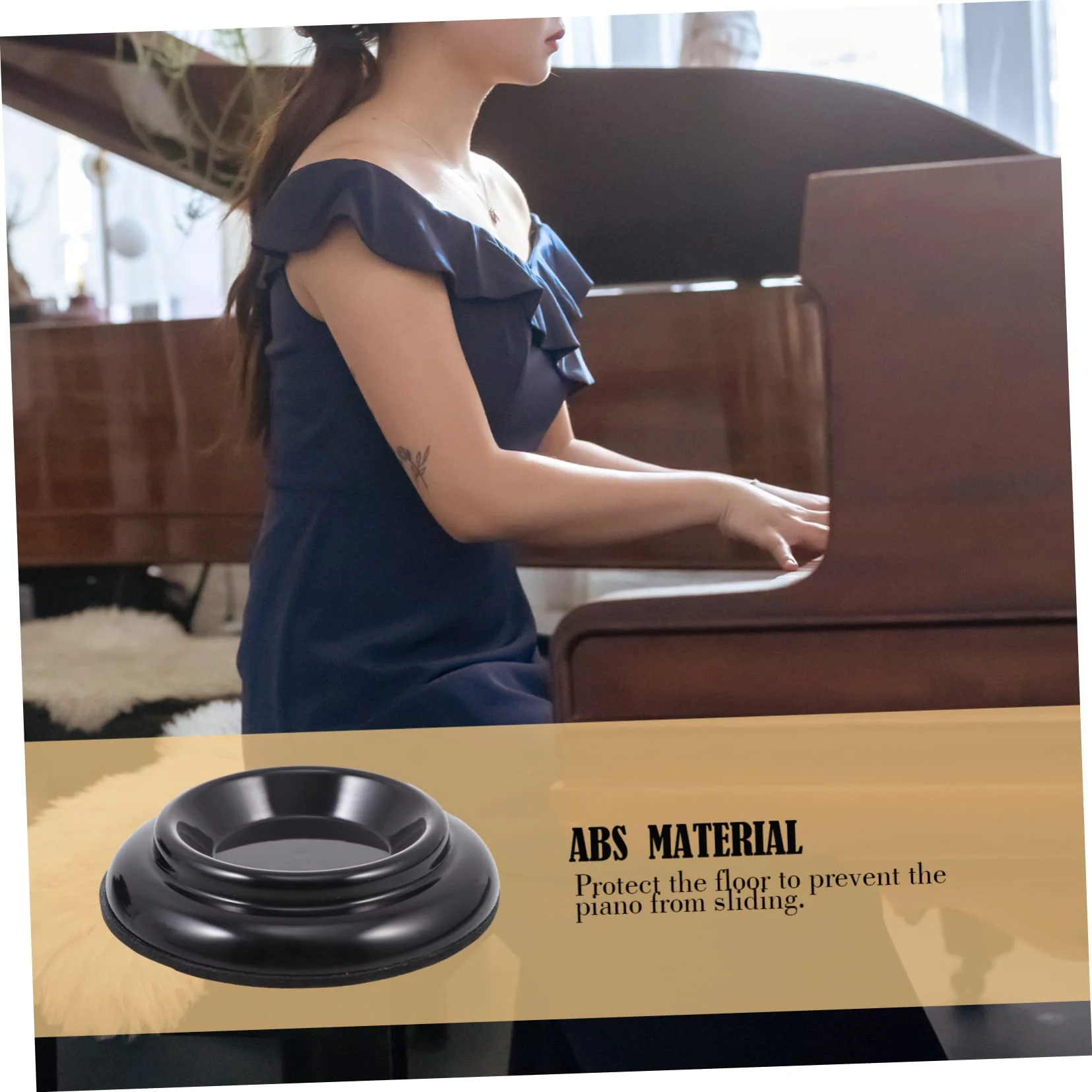 4pcs Piano Mat Piano Coaster Furniture Table Feet Caps Piano Caster Mat Piano Foot Leg Mat Piano Caster Pads Round Place Mats Piano Feet Pads Anti-Noise Abs Sound Insulation Mat - Image 2