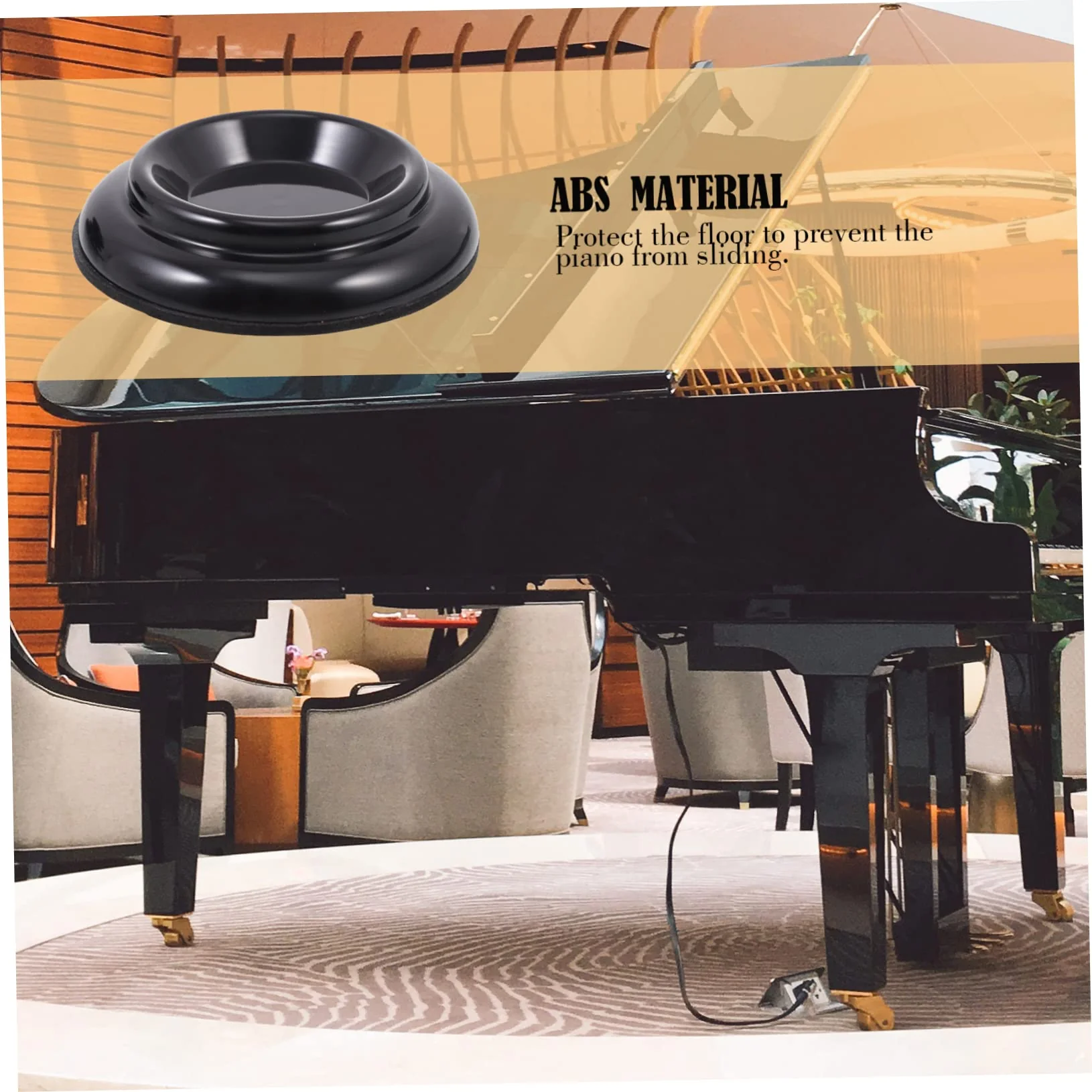 4pcs Piano Mat Piano Coaster Furniture Table Feet Caps Piano Caster Mat Piano Foot Leg Mat Piano Caster Pads Round Place Mats Piano Feet Pads Anti-Noise Abs Sound Insulation Mat - Image 5