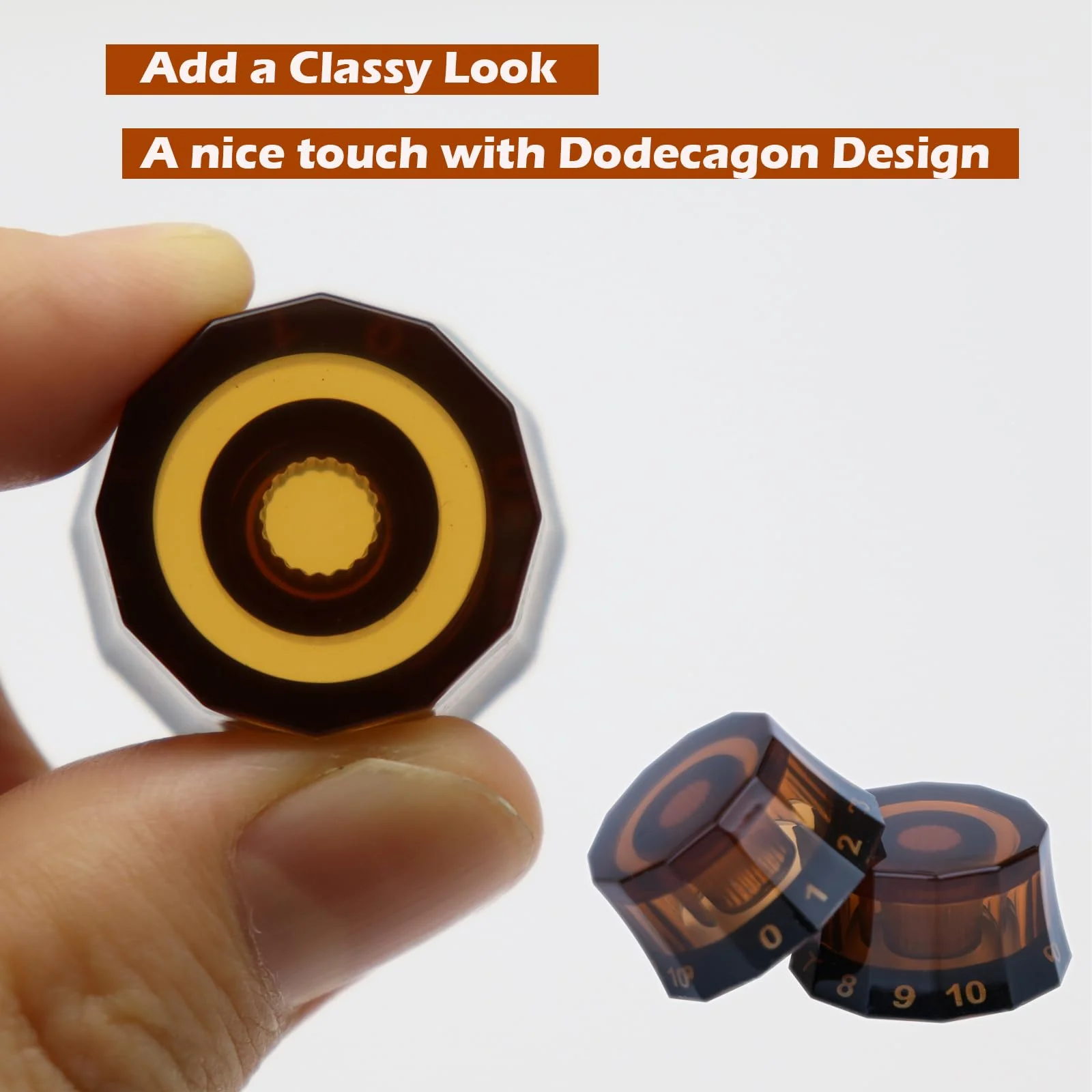 4pcs Premium Amber Dodecagon Guitar Knobs Set - Speedy Control for PRS, LP, SG, Les Paul - Upgrade Your music instrument Style - Image 2