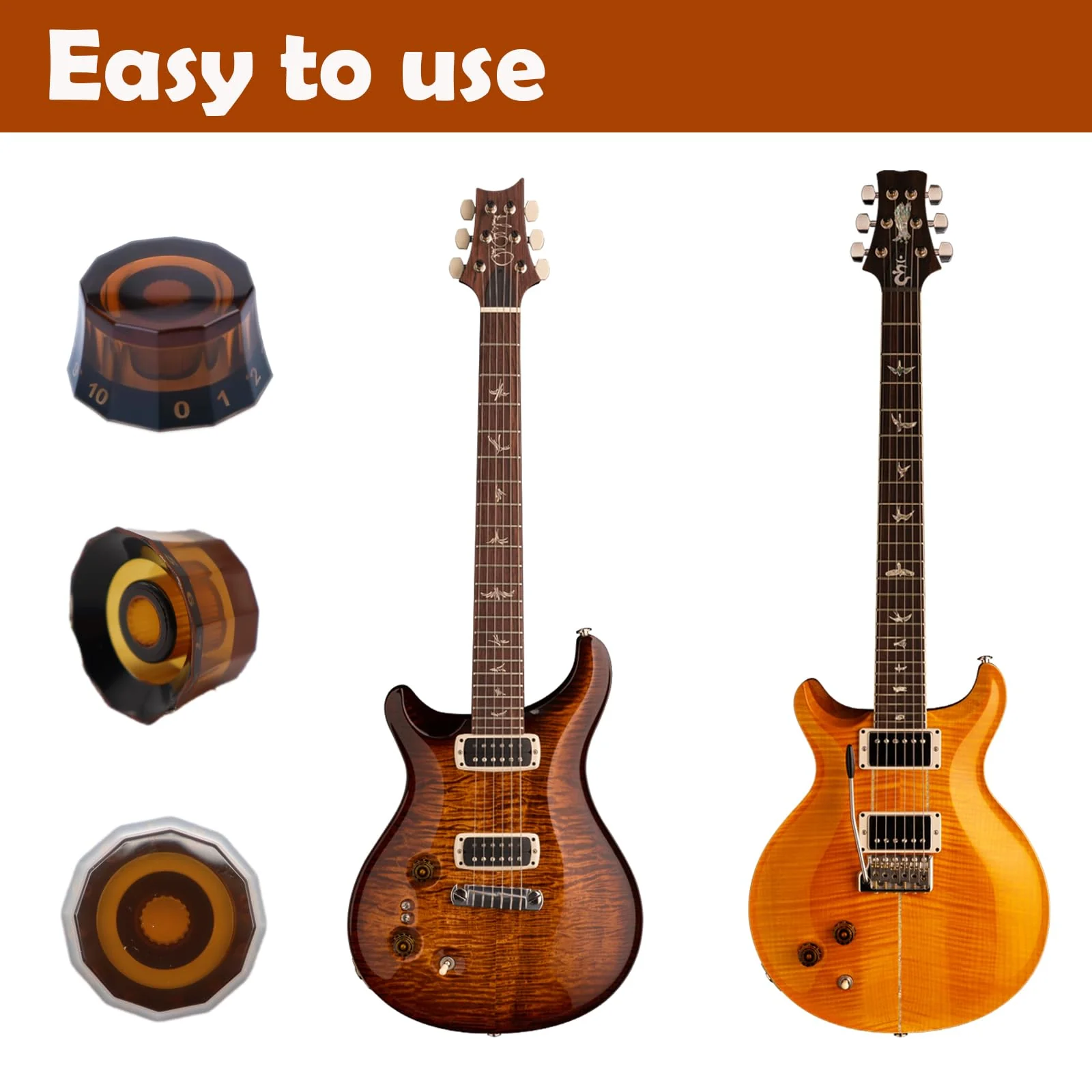 4pcs Premium Amber Dodecagon Guitar Knobs Set - Speedy Control for PRS, LP, SG, Les Paul - Upgrade Your music instrument Style - Image 5