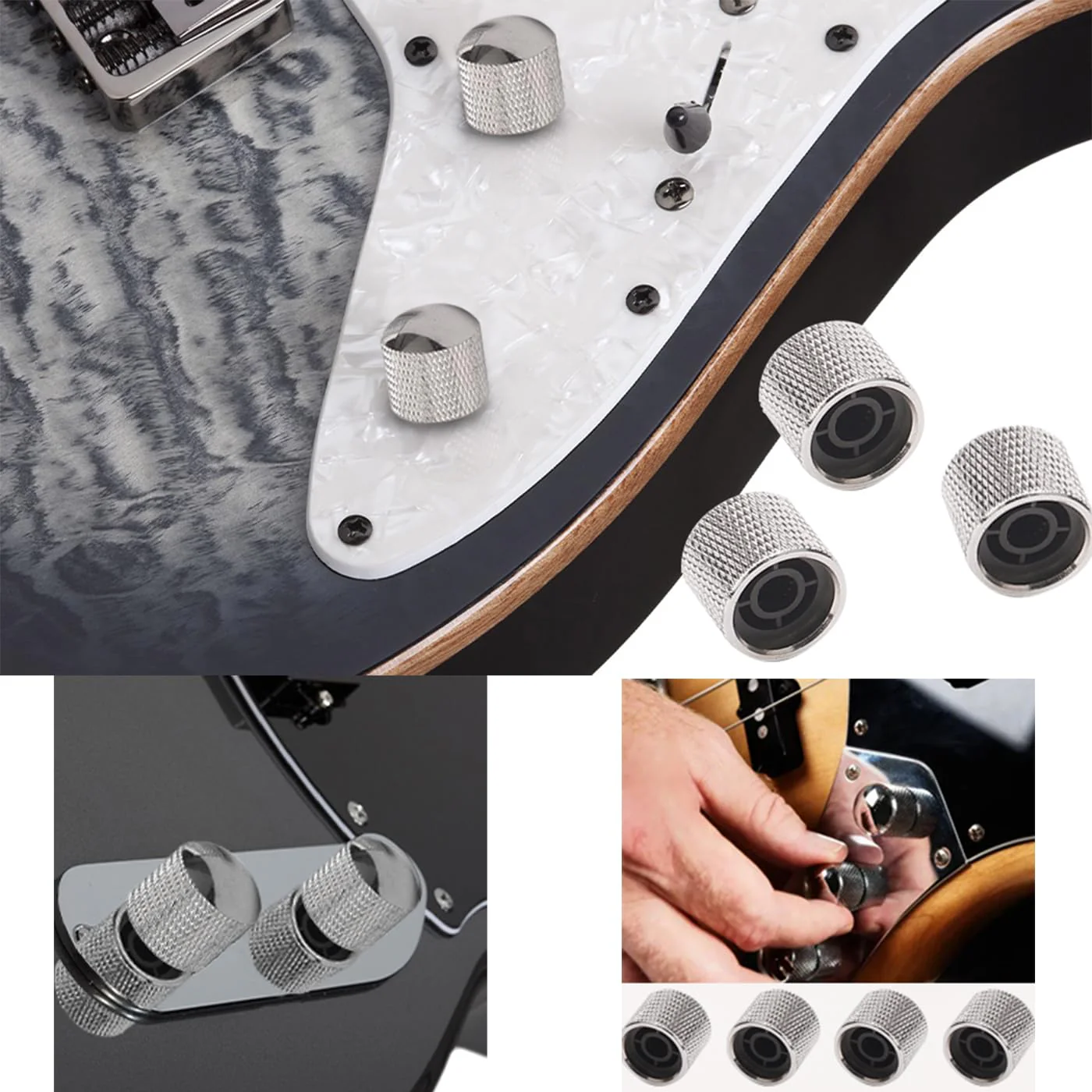 4Pcs Silver Metal Dome Tone Knob for Electric Guitar Bass Parts - Image 4
