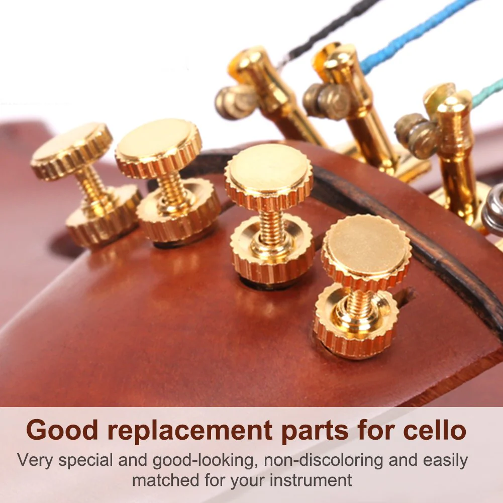 4Pcs String Adjuster Anti-rust Cello String Fine Tuner with Gold Screw Instrument Accessory for 3/4 4/4 Cello (Black) Cello String Adjuster Gold Tone Cello Fine Tuners 4/4 - Image 5