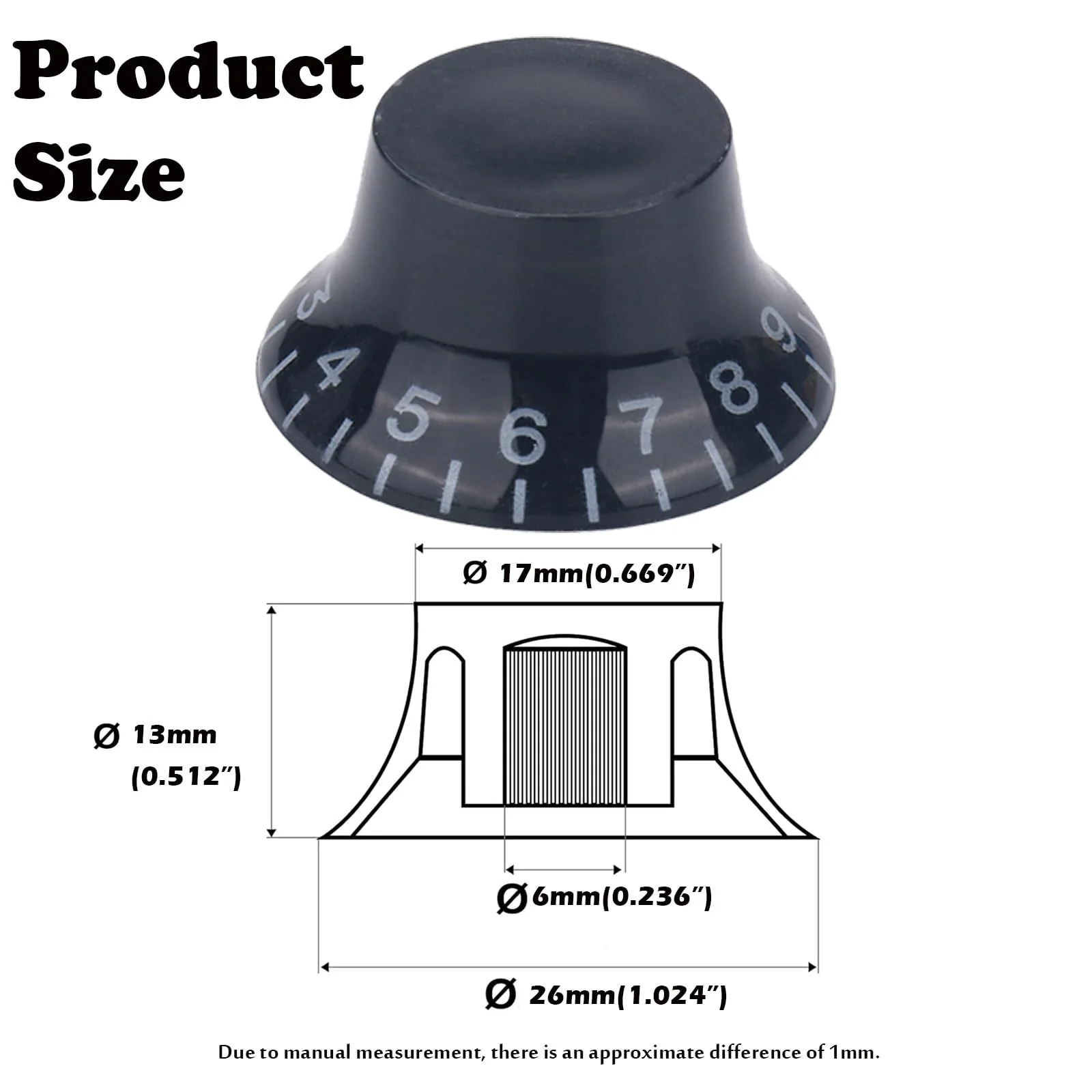 4PCS Top Hat Electric Guitar Control Knobs, Volume Tone Control Knobs Turning Speed Control Knob Guitar Bell Knobs for LP SG Electric Guitar Bass Replacement (Black) Black - Image 3