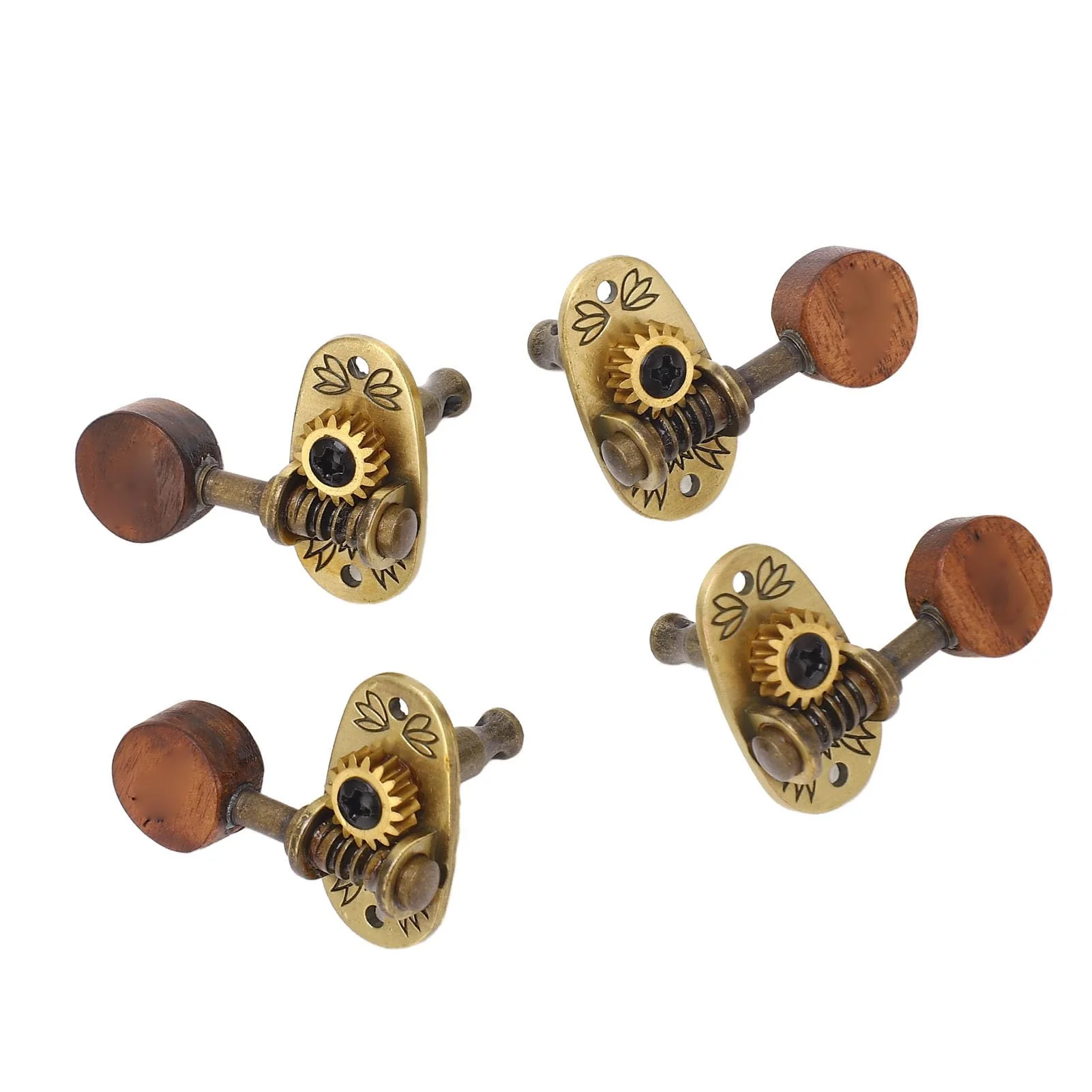 4Pcs Ukulele Tuning Pegs, Acoustic Guitar Pegs 2R 2L Machine Heads, Elegant Rosewood Bronze Zinc Alloy Ukulele Tuners with Sleeves and Screws for 4 String Instruments - Image 8