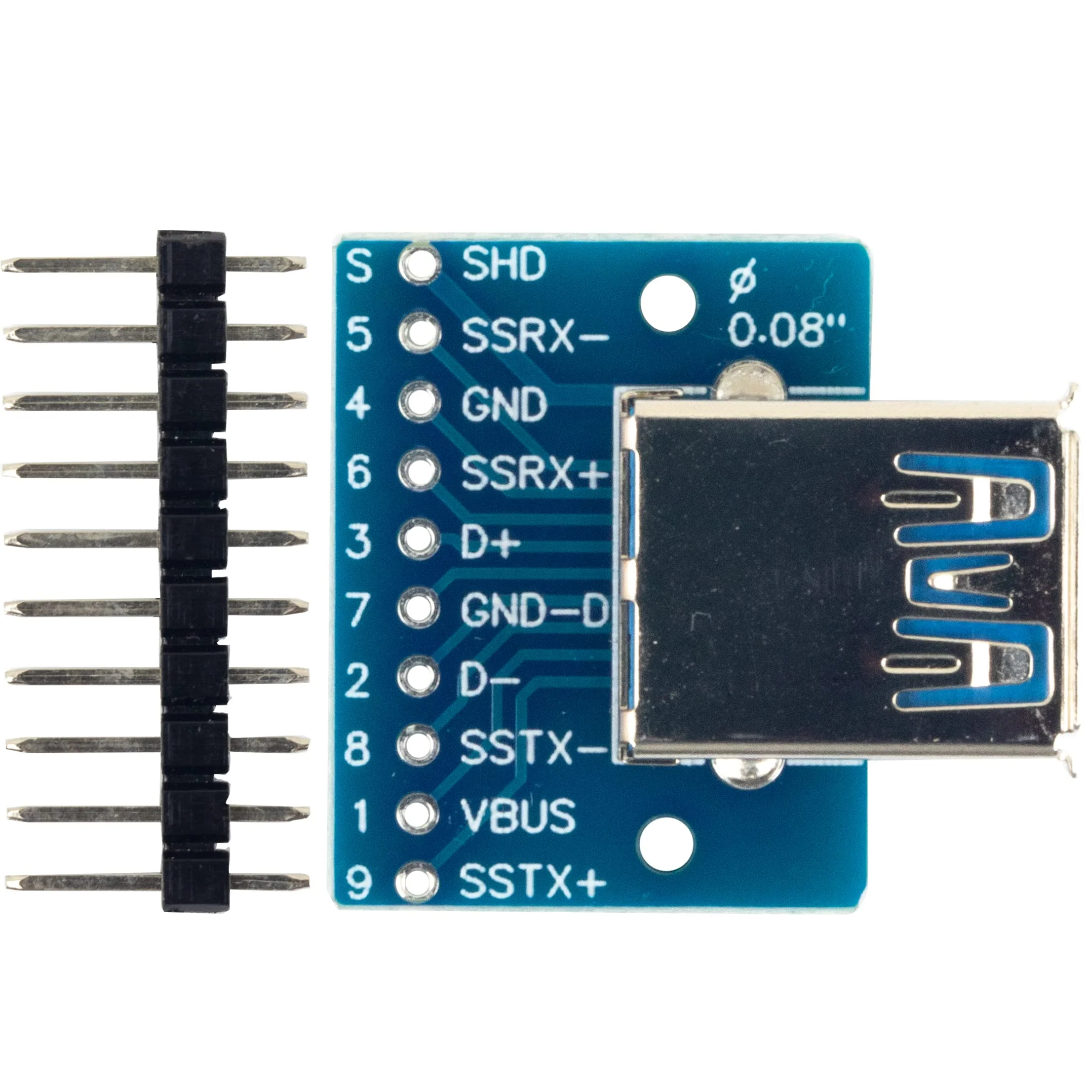 4pcs USB 3.0 Type A Male and Female Breakout Board, 10Pin, 2.54mm / 0.1" Pitch, Quickly and Easily Install - Image 3