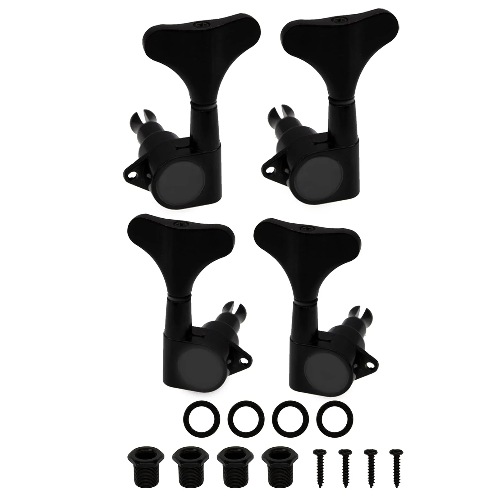 4Pcs Yootones Sealed Bass Tuning Pegs Machine Heads 2R2L Compatible with Electric Bass Tuners Replacement Parts (Black) Black - Image 2