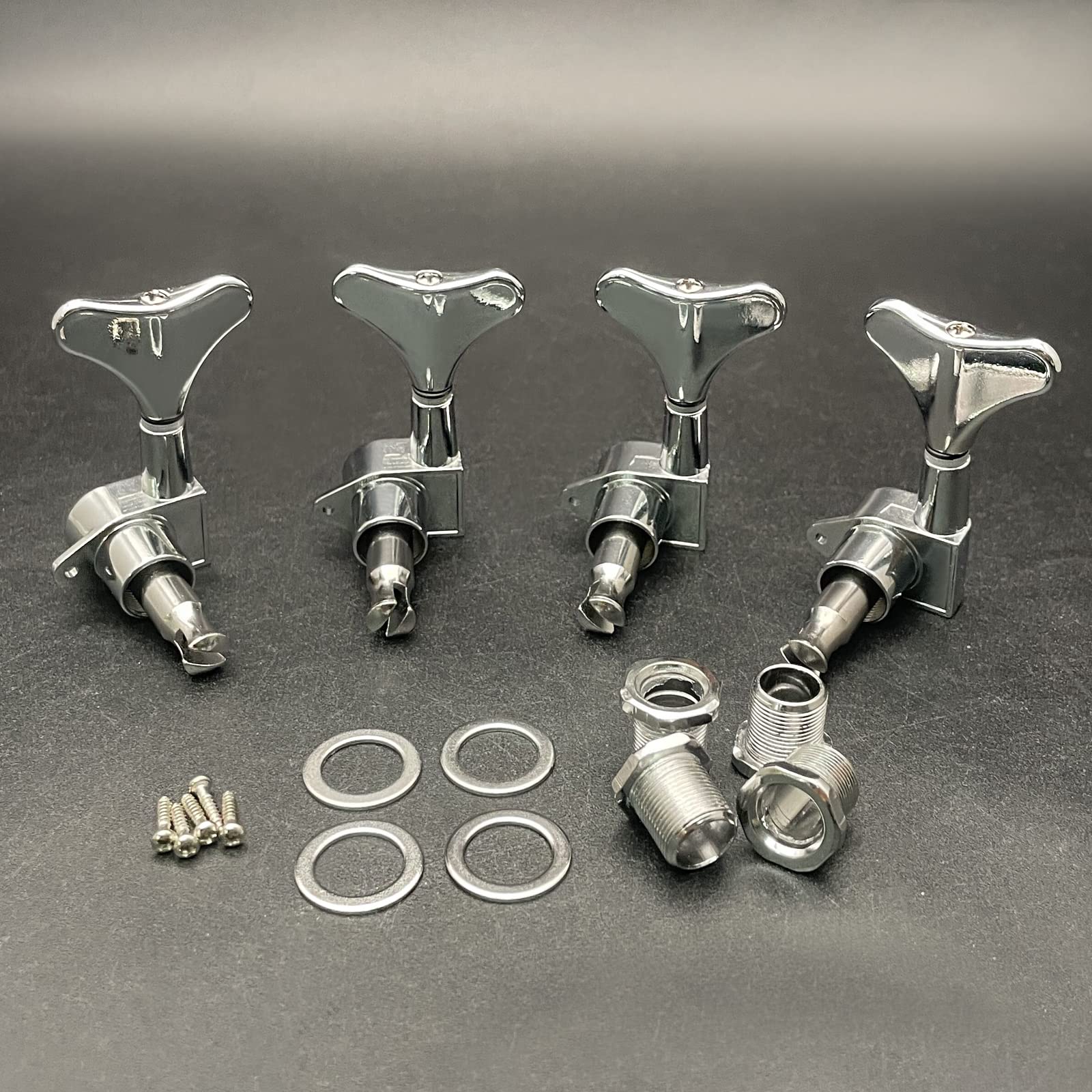 4R Electric Bass Guitar Sealed Tuning Pegs Tuners Machine Heads Tuning Keys/Buttons Guitar Parts Machine Head Tuners for Precision Bass and Jazz Bass (Chrome) Chrome - Image 6