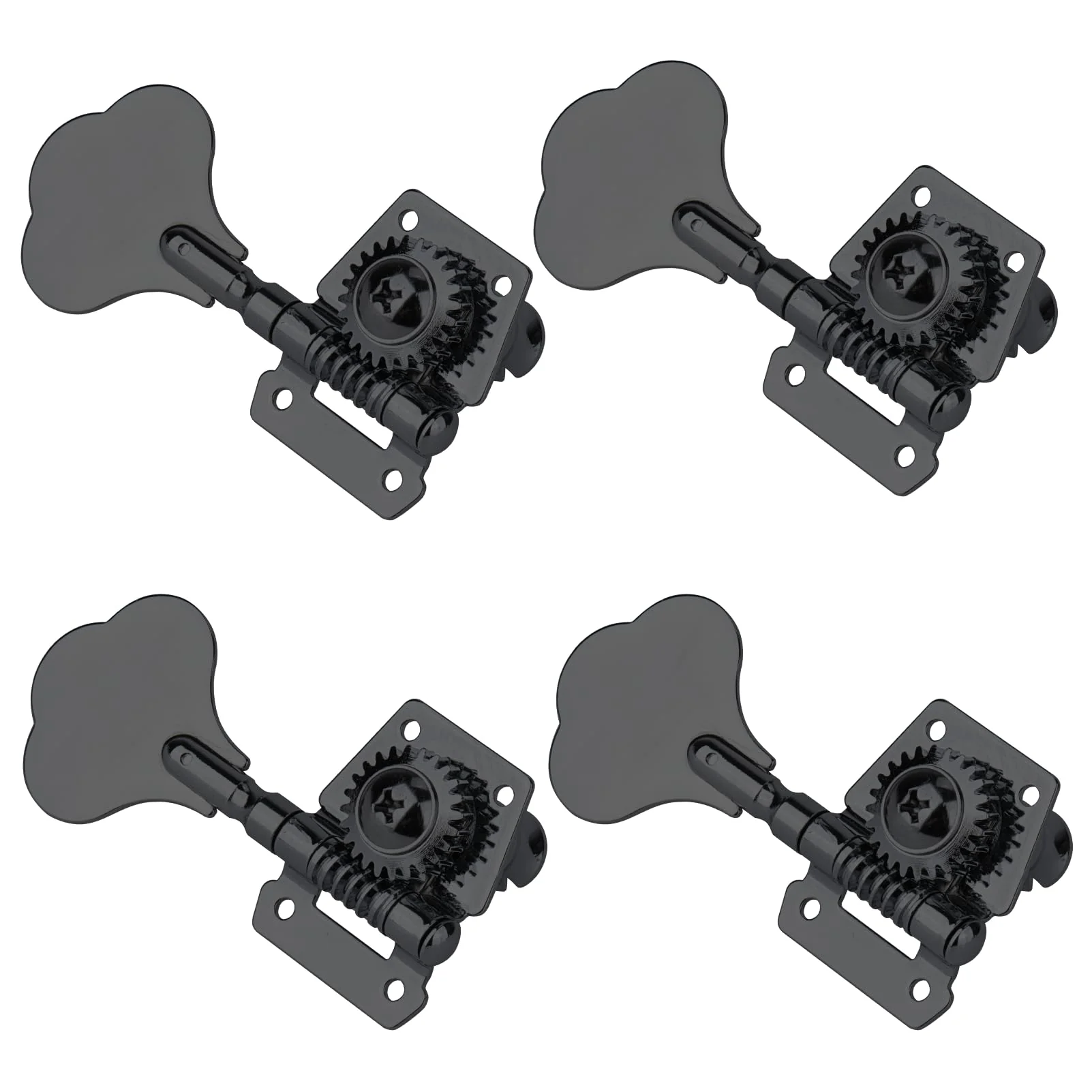 4R Machine Head Bass Tuning Pegs, 4-in-Line Open Gear Tuning Keys, Right Hand, for Jazz & Precision Bass Replacement, Black - Image 2