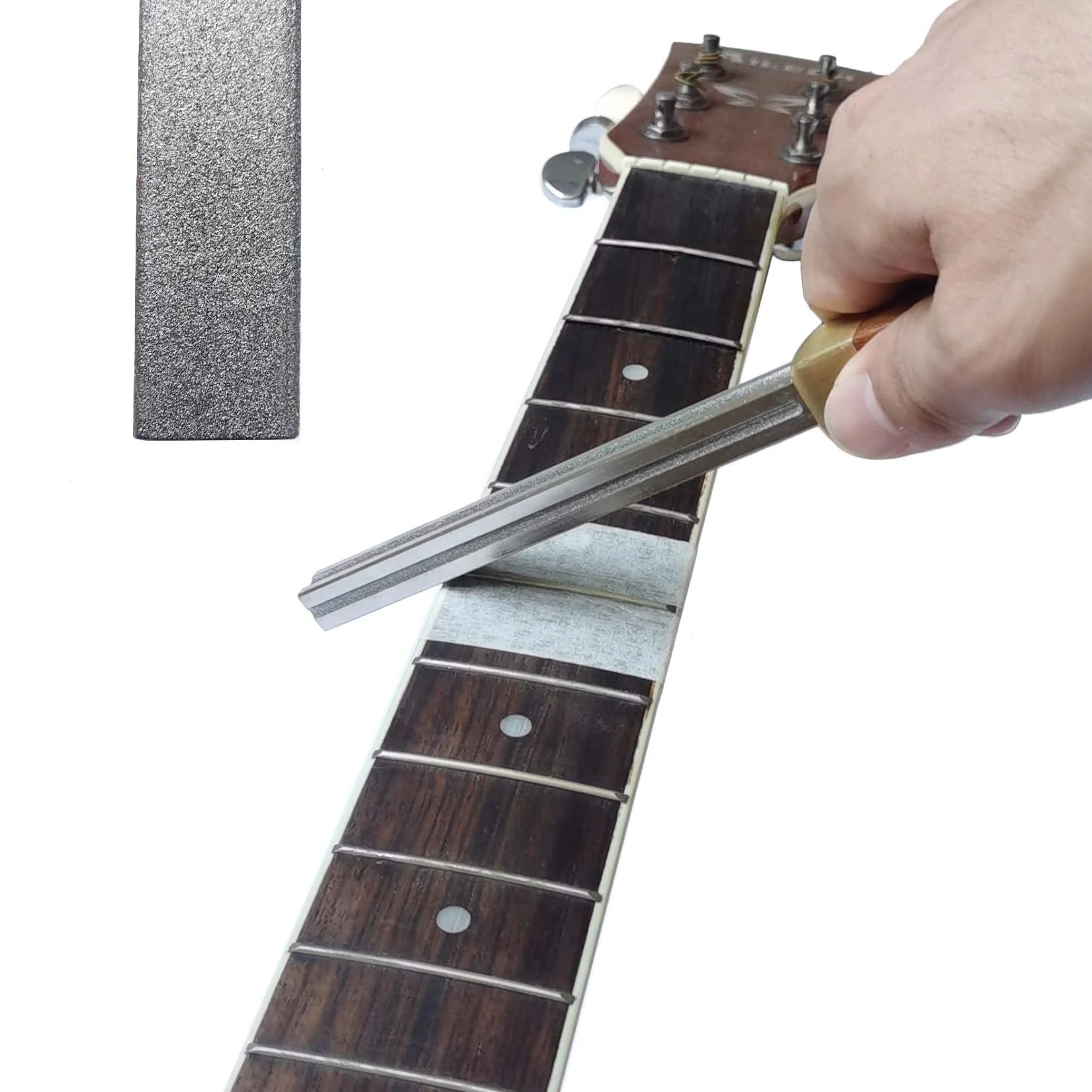 4th Generation Upgrated Baroque Guitar Fret Crowning File with 3 Crowning Grooves and 1 Full Grit Side & Luthier Leveling Dressing Tool Suitable for Electric Acoustic Guitar,Ukulele,Bass,Banjo etc - Image 5