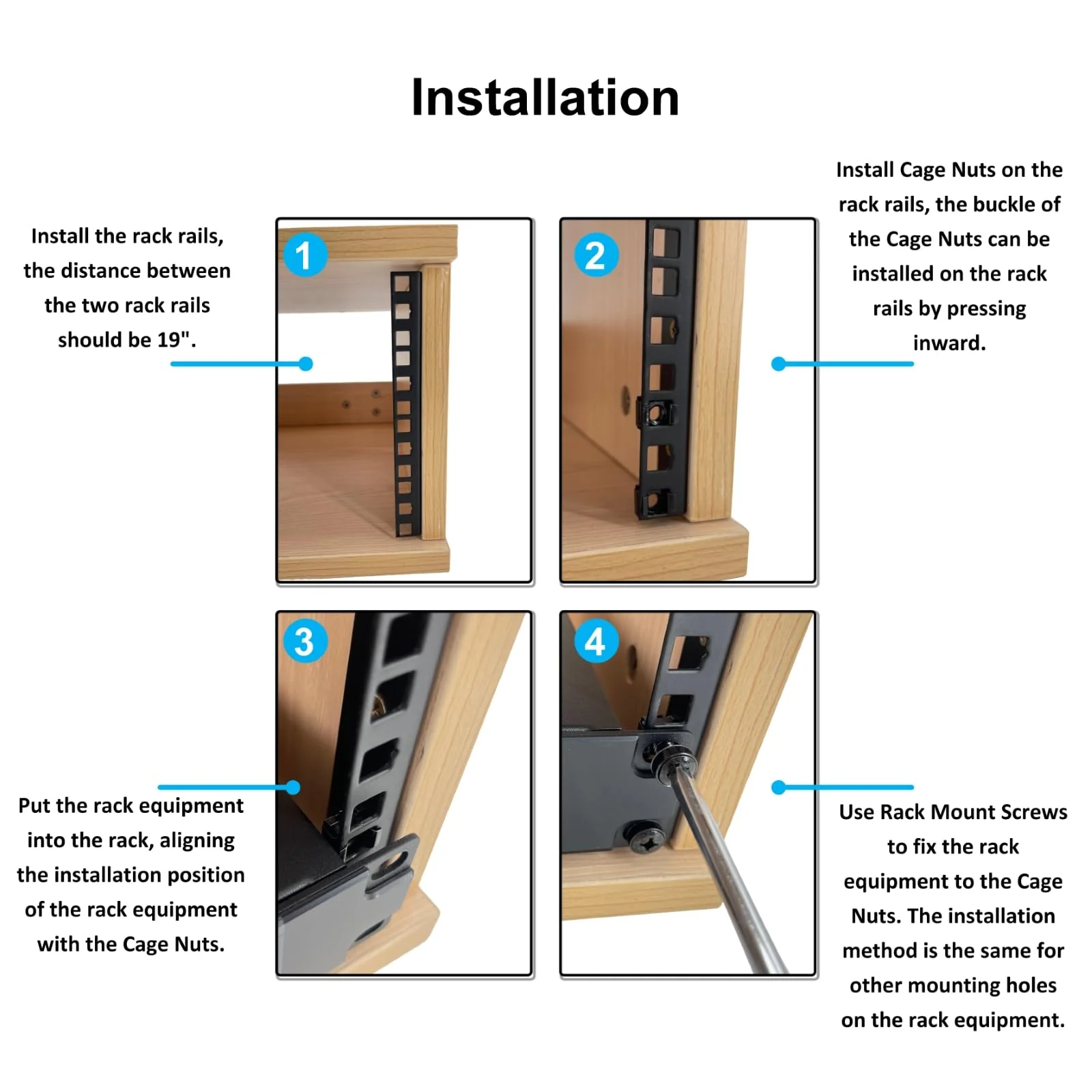 4U Rack Rails with M6 Rack Mount Screws and Cage Nuts Set for DIY Server and Studio Racks - Image 6
