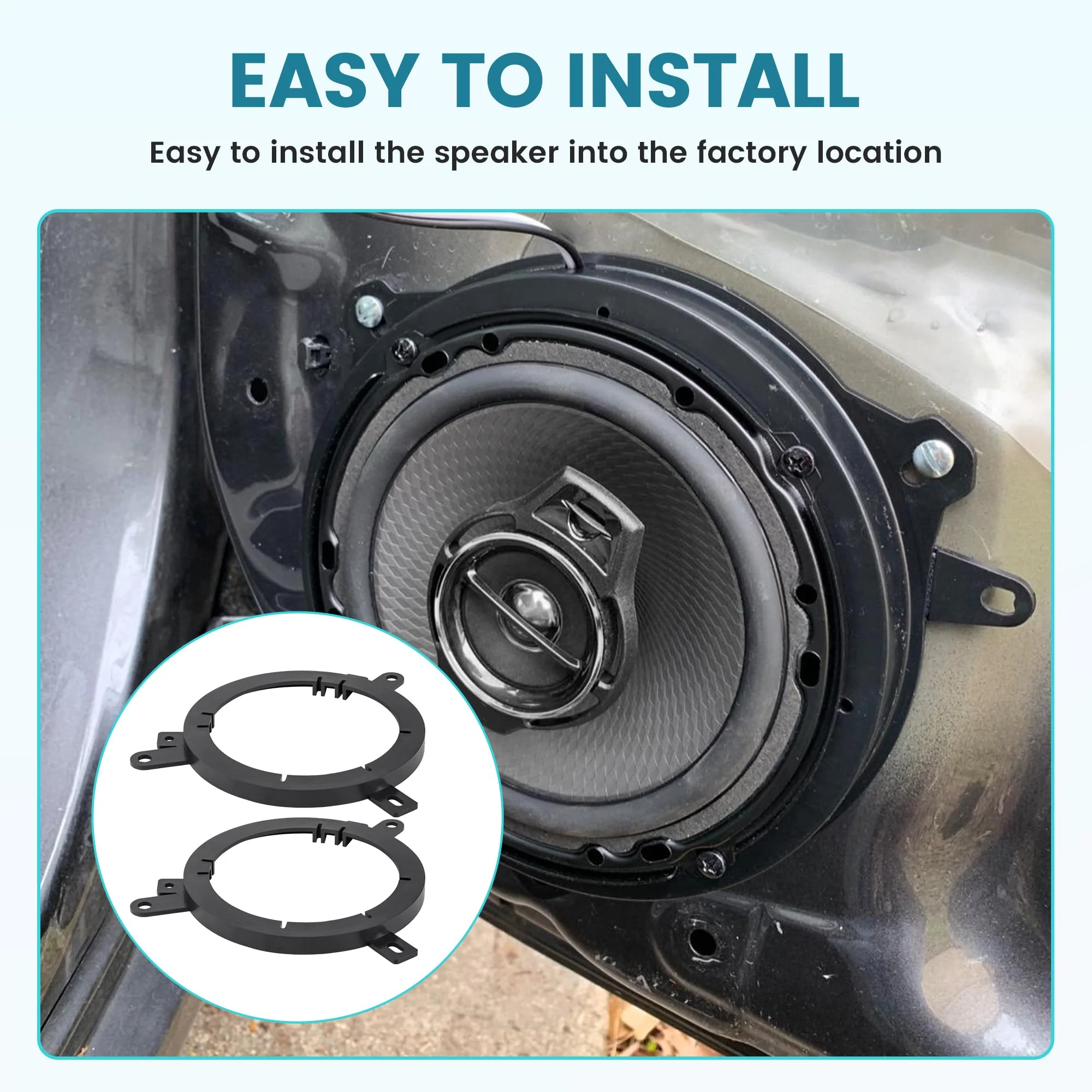 5.25"-6.5" Front Door Speaker Adapter Bracket for 1995-2016 Chrysler/Dodge/Jeep, 5 1/4 - 6 1/2 Inch Aftermarket Speaker Ring Adapter Solid Plastic, 2PCS - Image 4